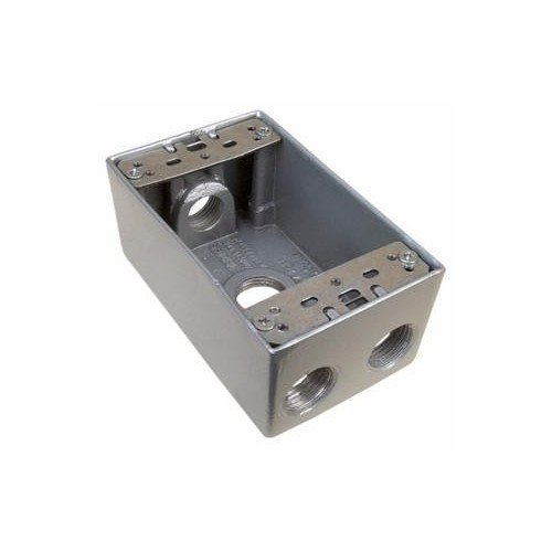 Weatherproof Boxes - One Gang 18.3 Cubic Inch Capacity - 4 Outlet Holes 1/2" Gray