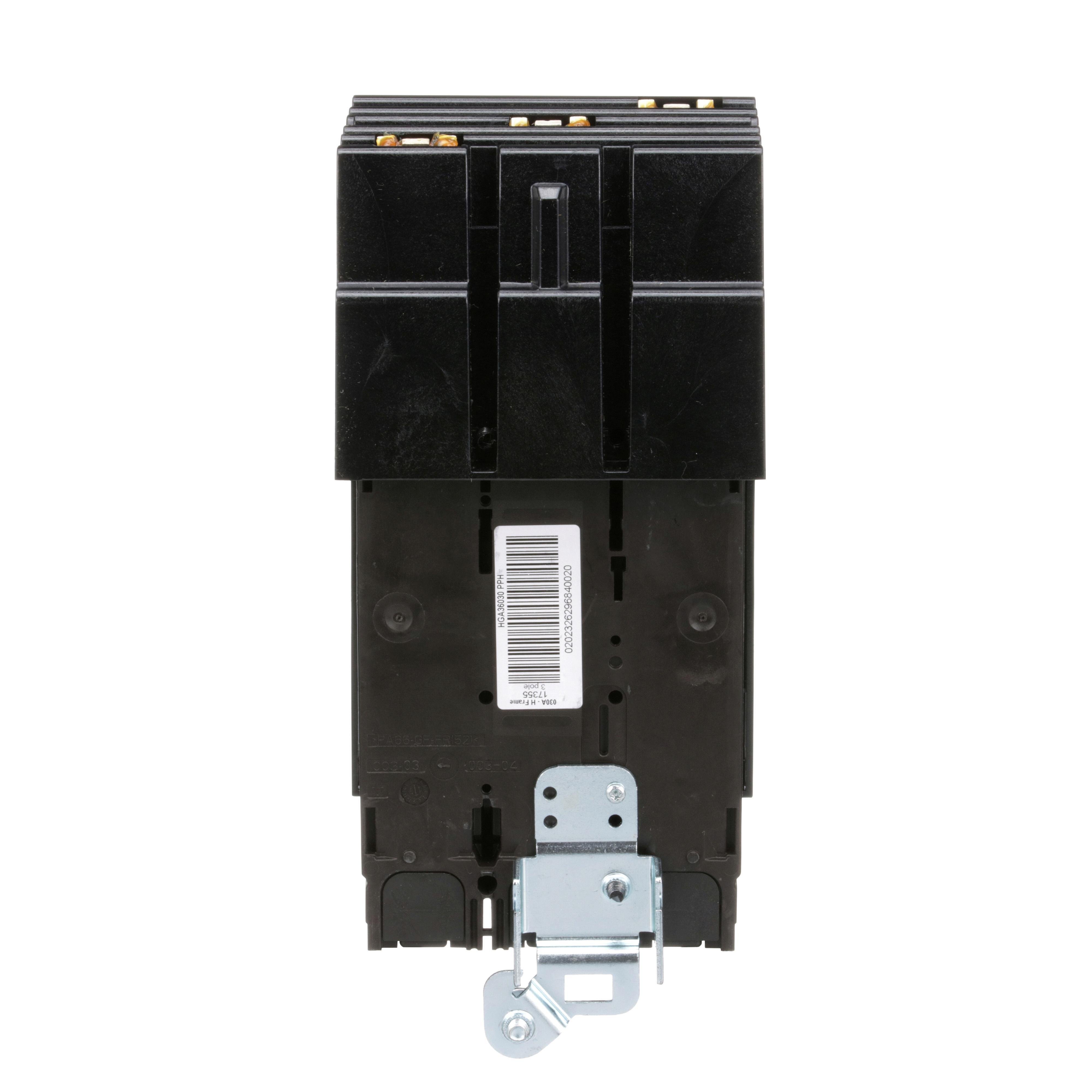 Picture of HGA36030 - Circuit breaker, PowerPacT H, 30A, 3 pole, 600VAC, 18kA, I-Line, thermal magnetic, 80%, ABC
