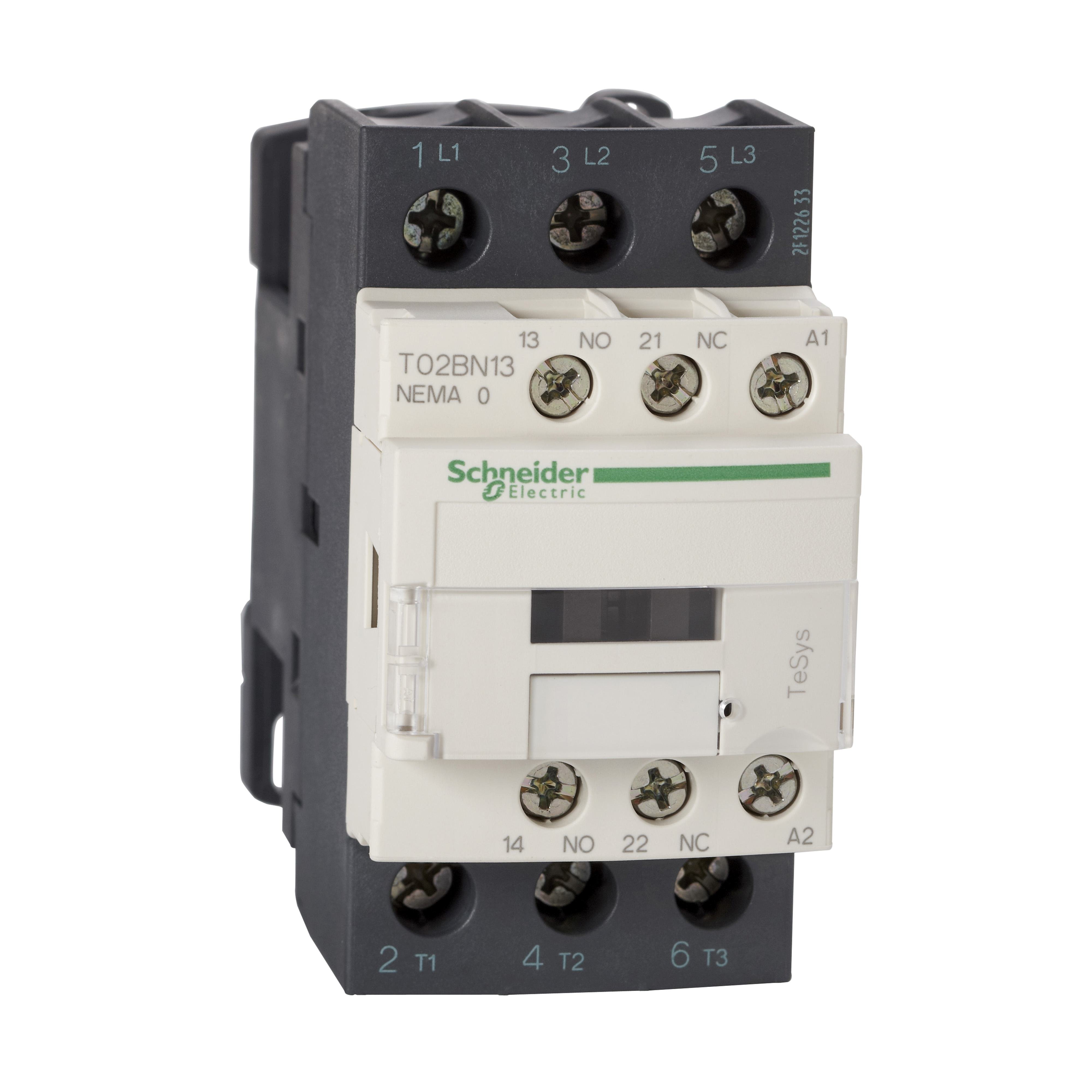 T02CN13G7 - Contactor, Tesys N Contactors, nonreversing, 3P, 3phase, 27A, 10HP at 460VAC, NEMA size 1, 120VAC coil at 50/60Hz, open