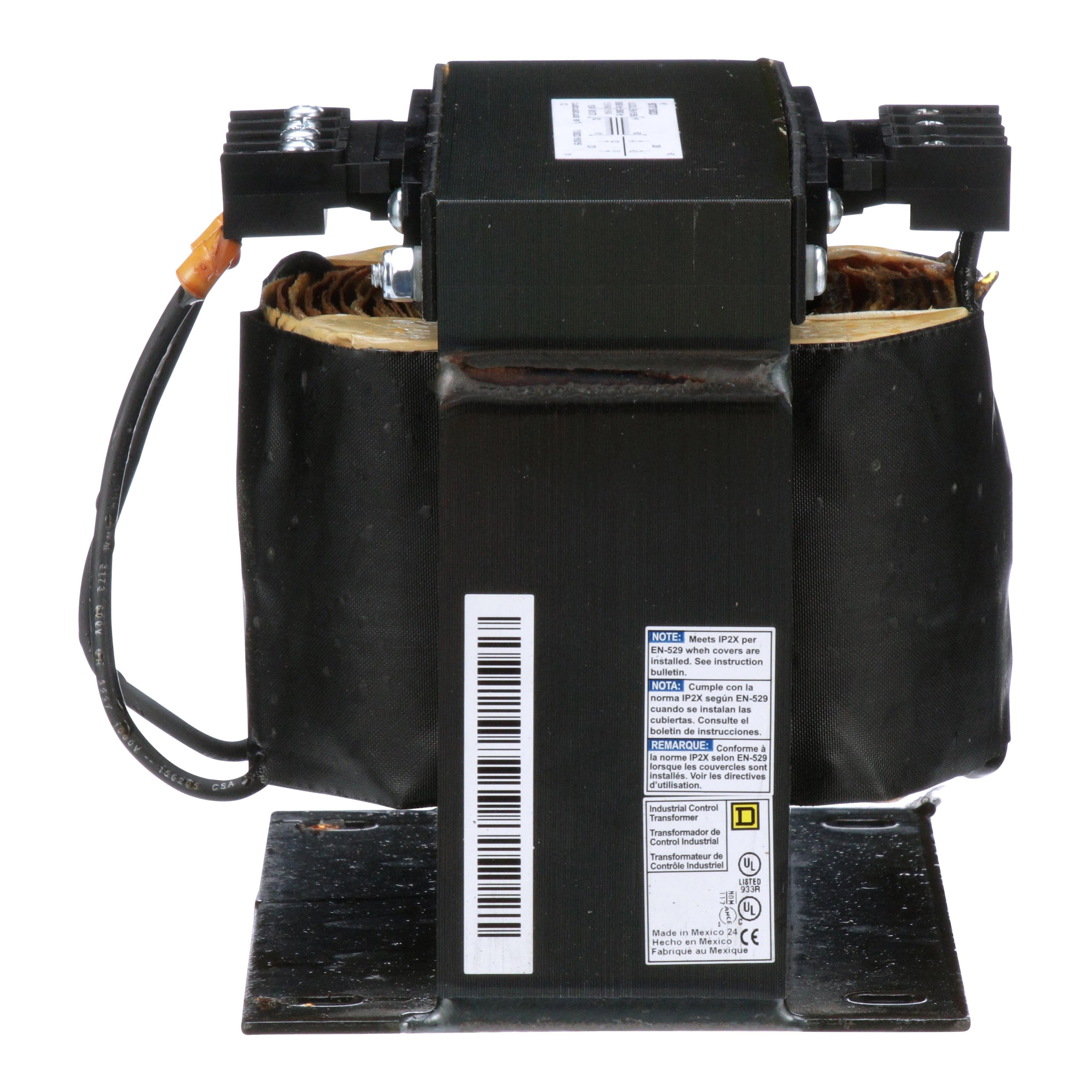9070T1500D3 - Transformer, Type T, industrial control, 1500VA, 1 phase, 208V primary, 120V secondary, 115C rise
