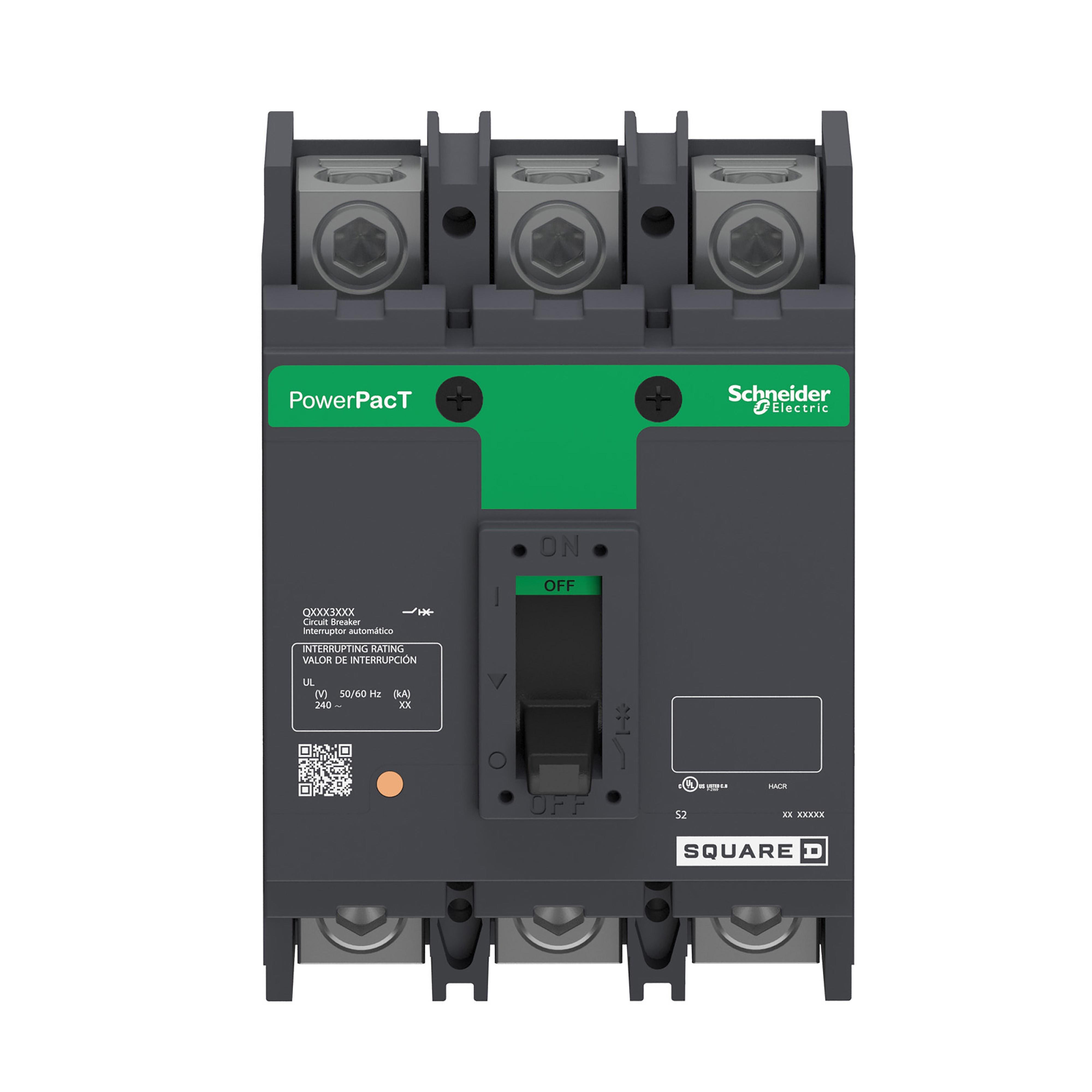 QBL32200 - Circuit breaker, PowerPacT Q, 200A, 3 pole, 240VAC, 10kA, lugs, thermal magnetic, 80%