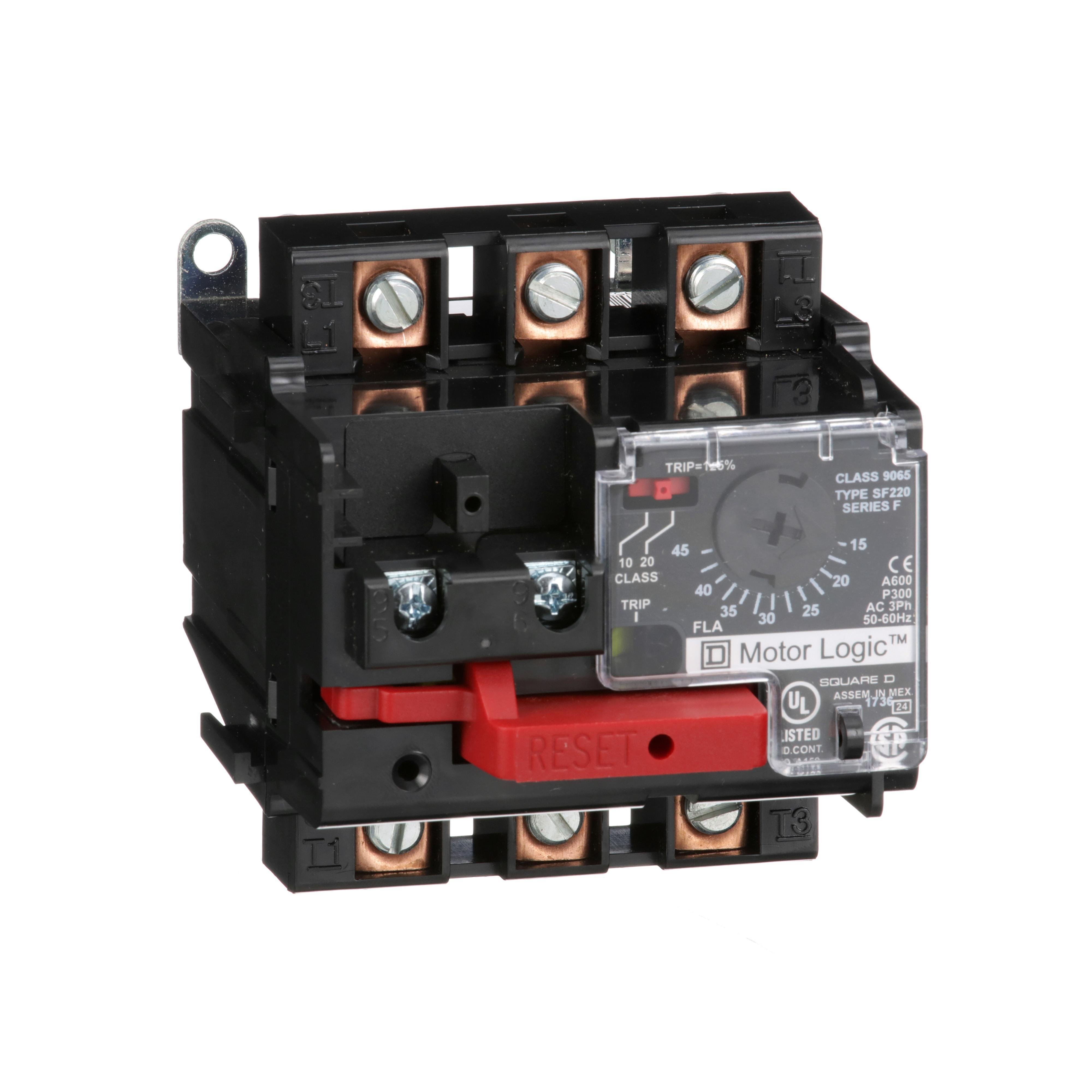 9065SF220 - Overload Relay, Motor Logic, solid state overload relay, NEMA Size 2, 3 pole, 15A to 45A, 600VAC, separate mount