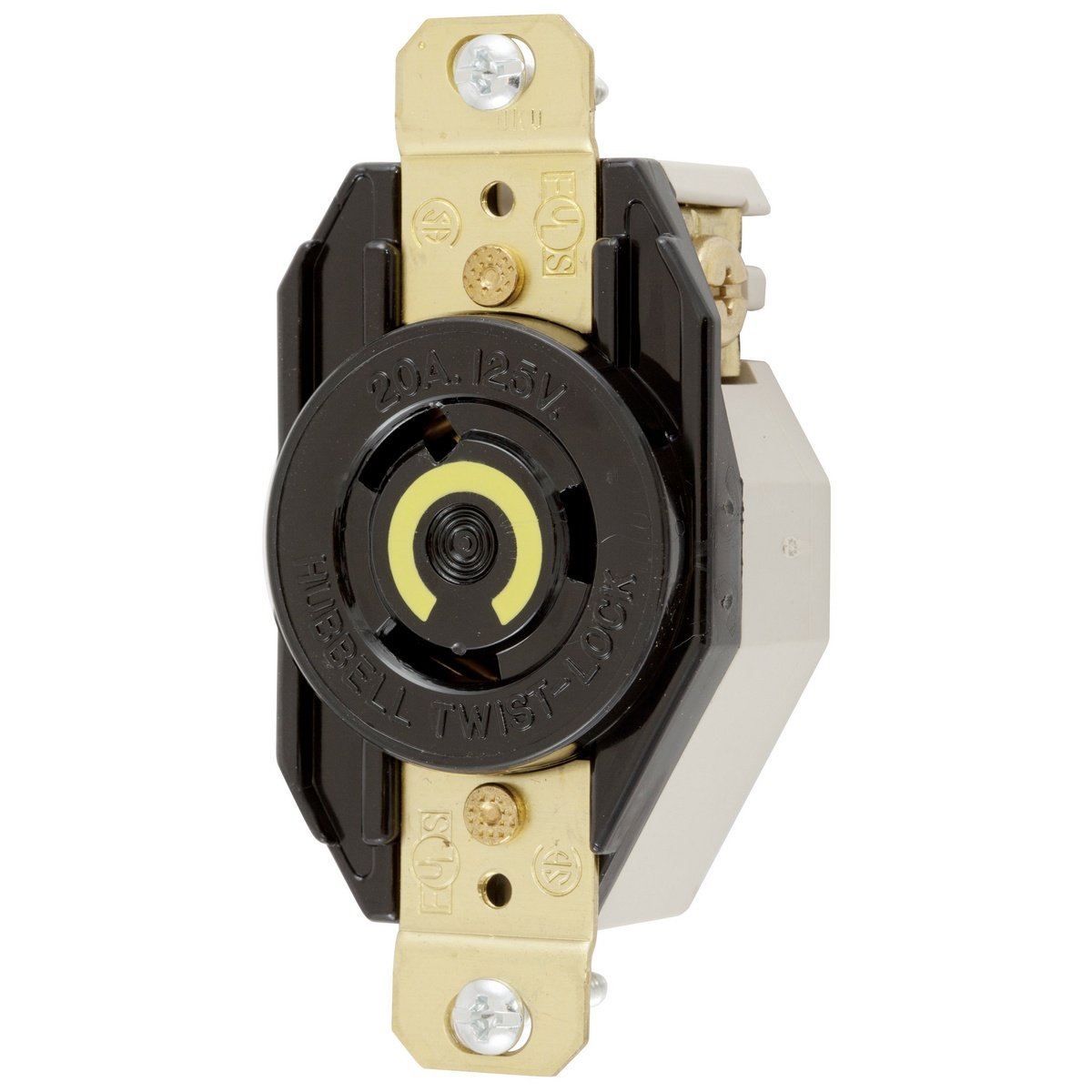 HBL2310 - Locking Devices, Twist-Lock®, Industrial, Flush Receptacle, 20A 125V, 2-Pole 3-Wire Grounding, L5-20R, Screw Terminal, Black