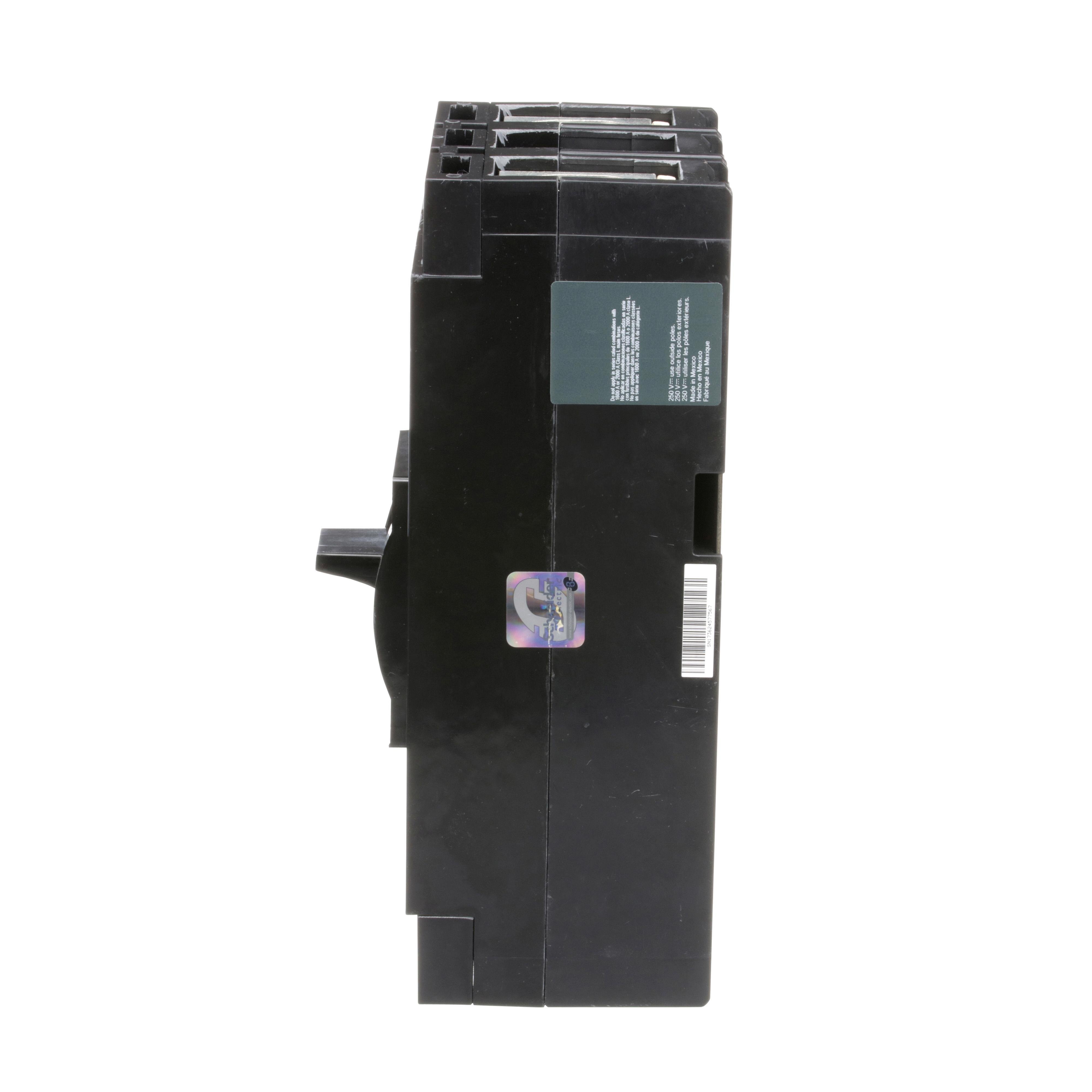 Picture of LAL26400MB - Circuit breaker, LA, 400A, 2 pole, 600VAC, 22kA, 250VDC, 10kA, lugs, thermal magnetic, short handle
