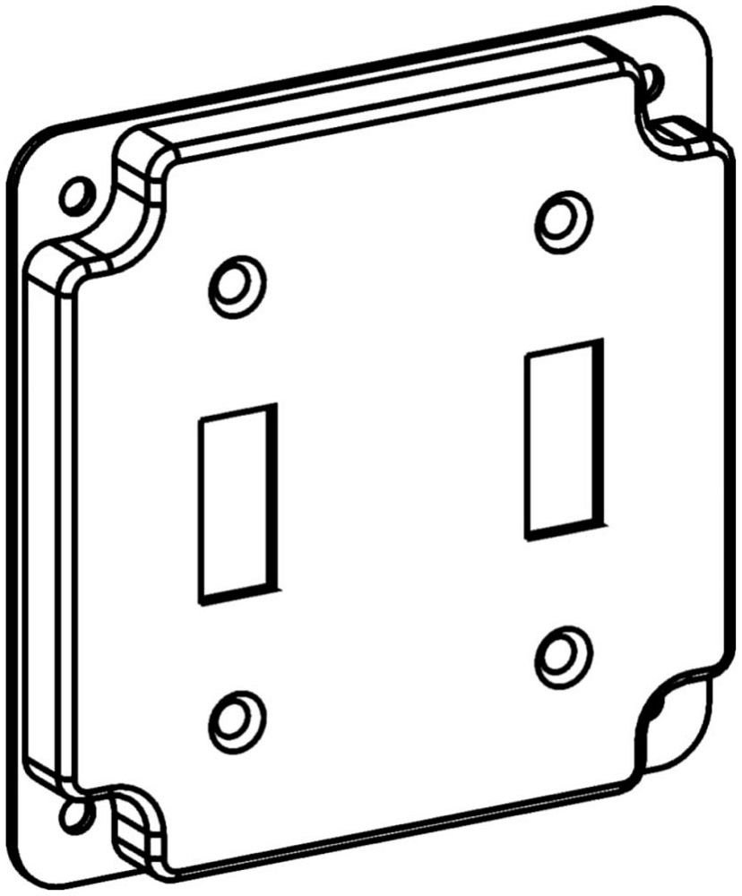 4411 - RAISED 1/2", 4" SQUARE (4S) 2 TOGGLE SWITCHES INDUSTRIAL COVER WITH CRUSHED CORNER