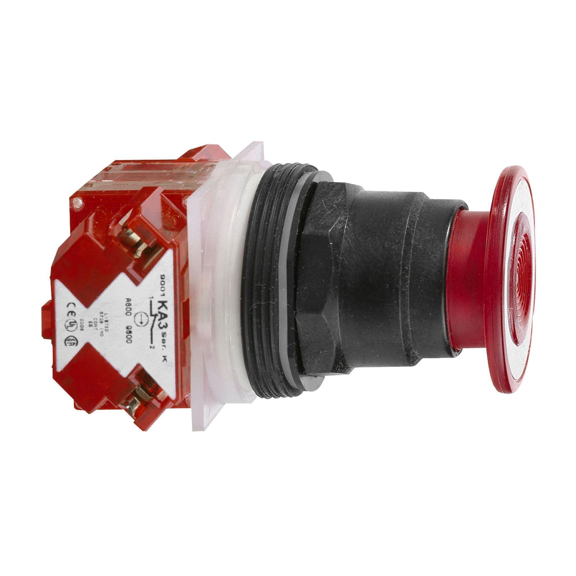 9001SKR9RH6 - Push button, Harmony 9001SK, plastic, mushroom 41mm, red, 30mm, 2 positions, push-pull, 1NC
