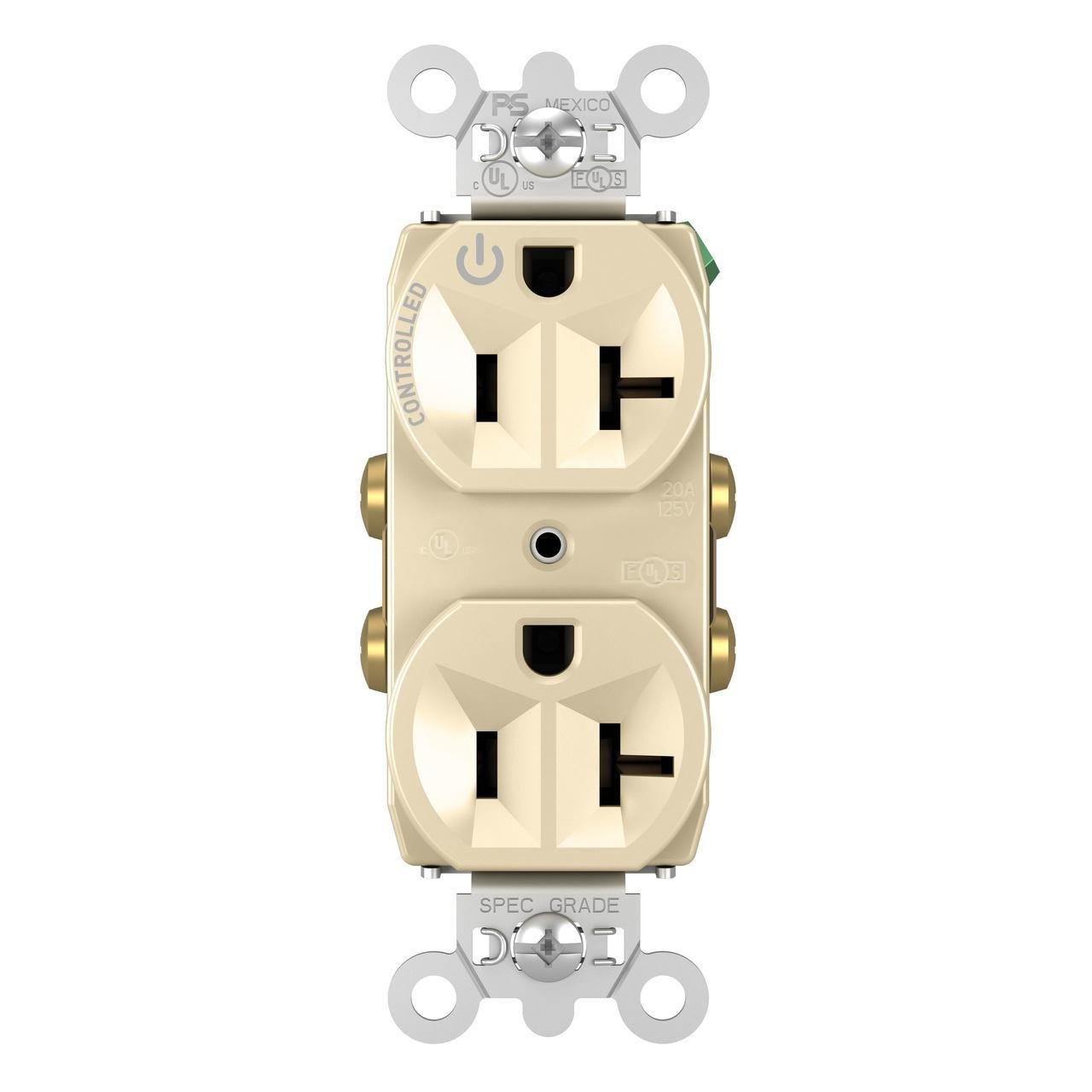 5362CH-I - 20A 125V Half-Controlled Plug Load Duplex Receptacle, Ivory