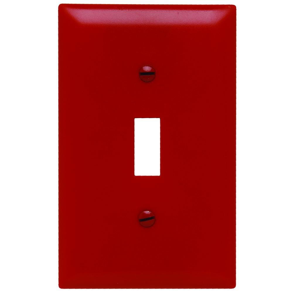 TP1-RED - TradeMaster® 1-Gang Nylon Wall Plate, 1 Toggle Switch Opening, Red