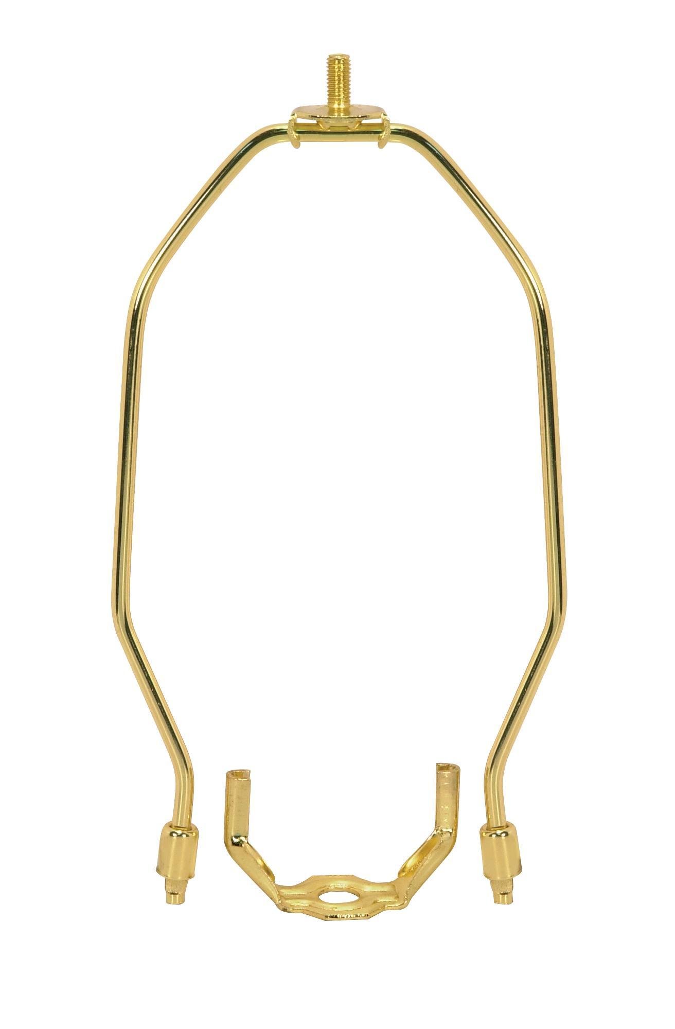 90-220 - Light Duty Harp, Polished Brass Finish, 8" Height, 1/8 IP Saddle, 1/4-27 Thread, 125 Carton