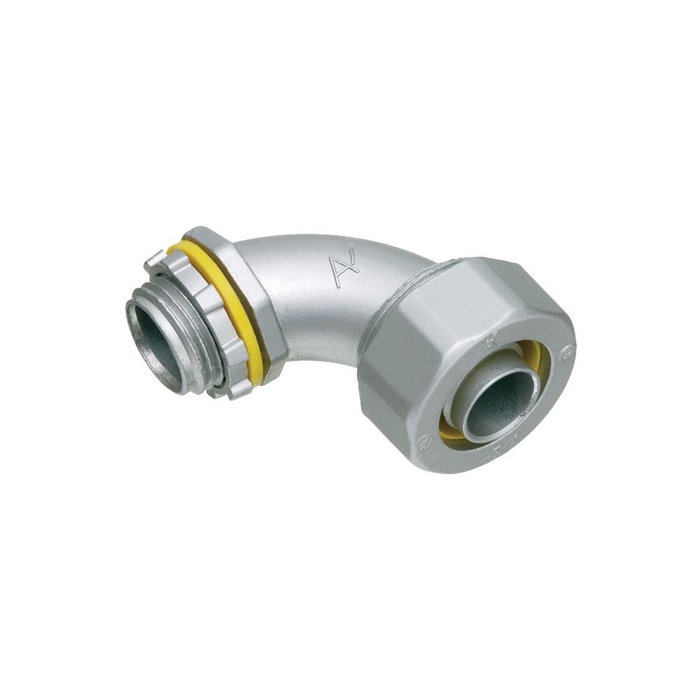 LT90100 - Straight, zinc die-cast connector for use with metallic or non metallic liquid tight conduit type B only. 1" Trade Size. 90 degrees.