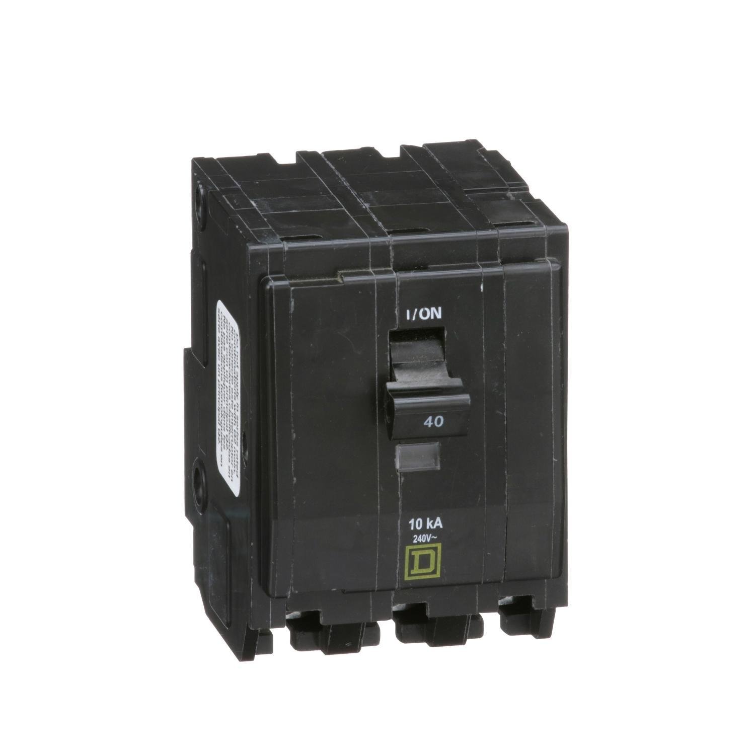 QO340 - Mini circuit breaker, QO, 40A, 3 pole, 120/240VAC, 10kA, plug in