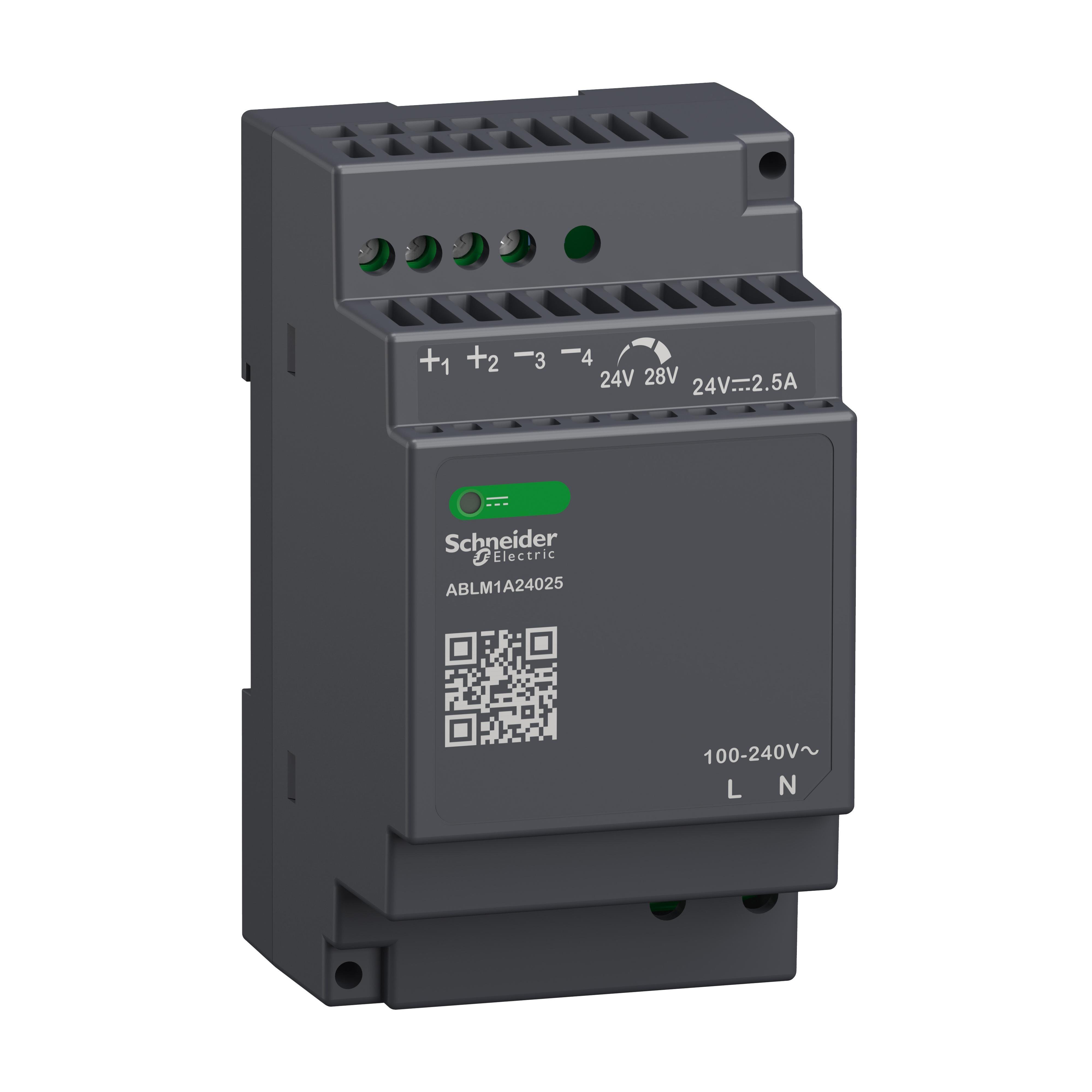ABLM1A24025 - Regulated Power Supply, 100 to 240V AC, 24V, 2.5A, single phase, Modular