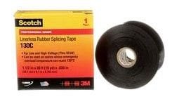 130C-1-1/2X30FT - Scotch Linerless Rubber Splicing Tape 130C, 1-1/2 in x 30 ft, Black, 1 roll/carton, 12 rolls/case