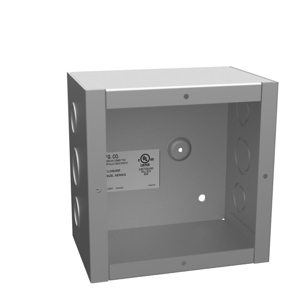 664-SC1-NP - 6x4X6 Screw Cover Type 1 UL Listed Steel Knockouts No Paint Cover With Teardrop Slots Mounting Holes In Back