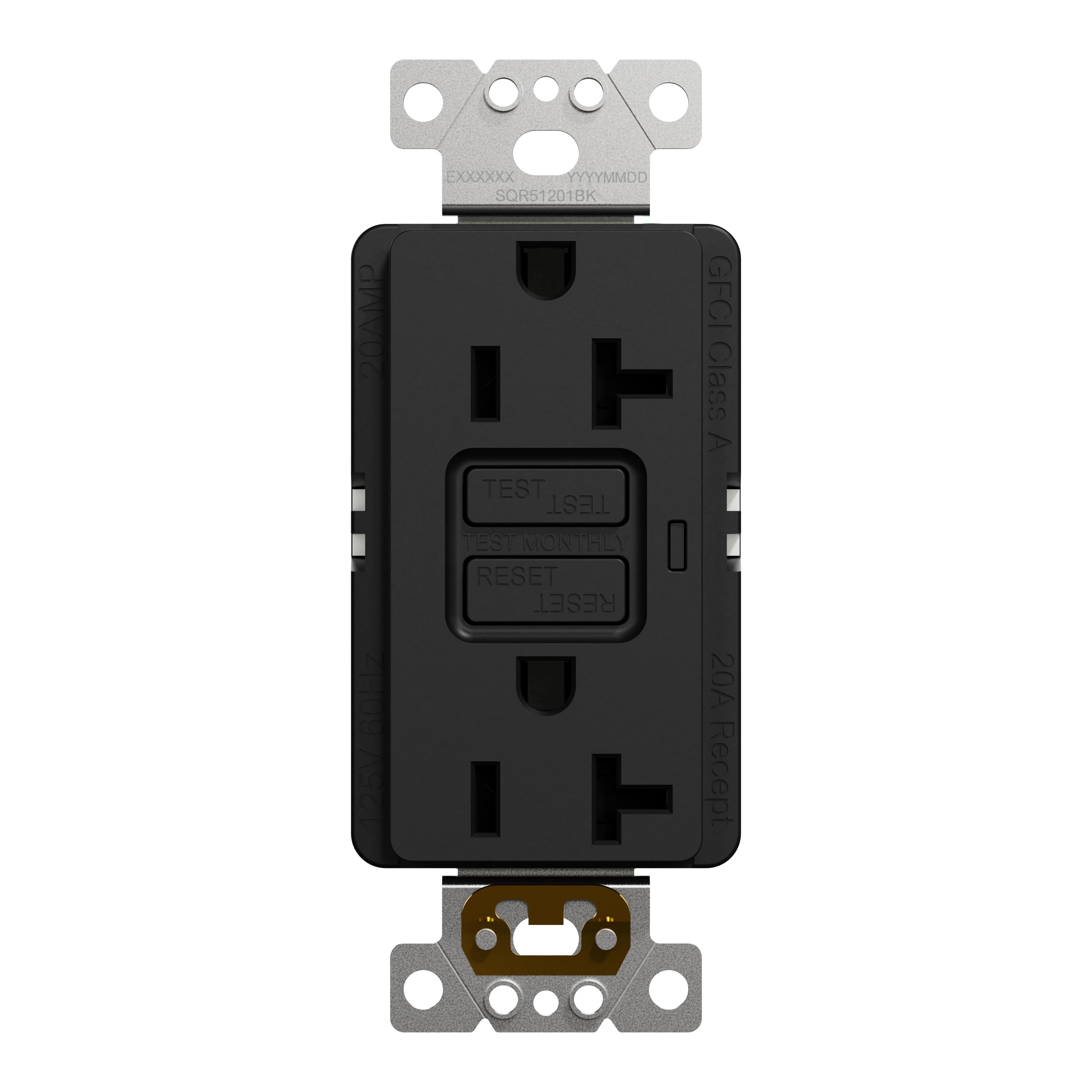 SQR51201BK - Socket-outlet, X Series, 20A, decorator, GFCI, tamper resistant, commercial, black, matte finish