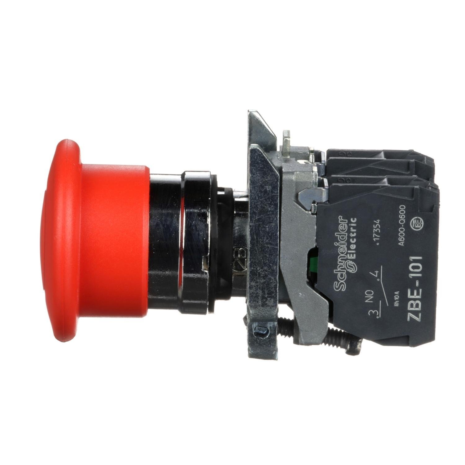 Picture of XB4BT845 - Harmony, emergency stop, latching push pull, red, 40 mm, 1 NC and 1 NO