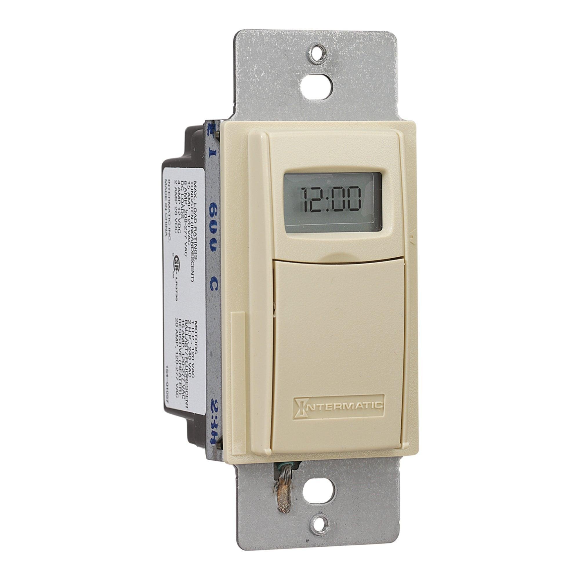 EI600C - 7-Day Heavy-Duty Programmable Timer, 120-277 VAC, 20A, Ivory