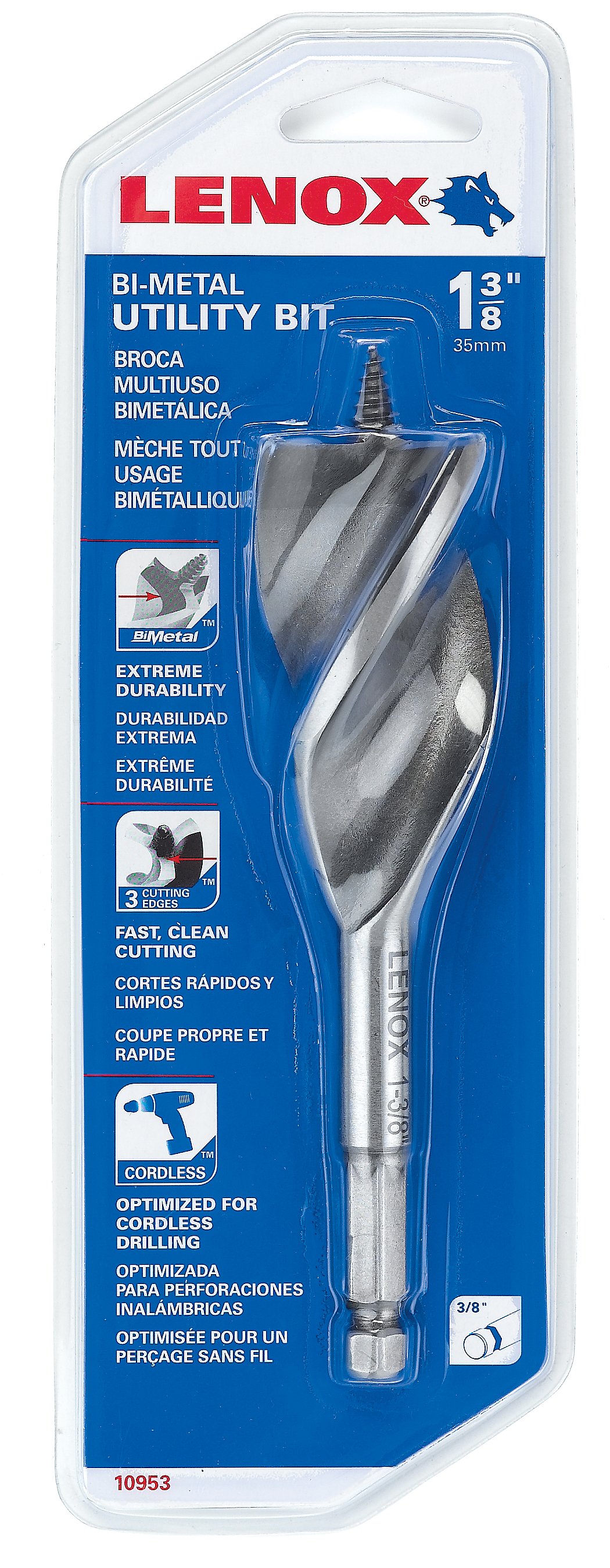 1095306A2216 - LENOX 6" x 1-3/8" Bi-Metal Utility Wood Drill Bits