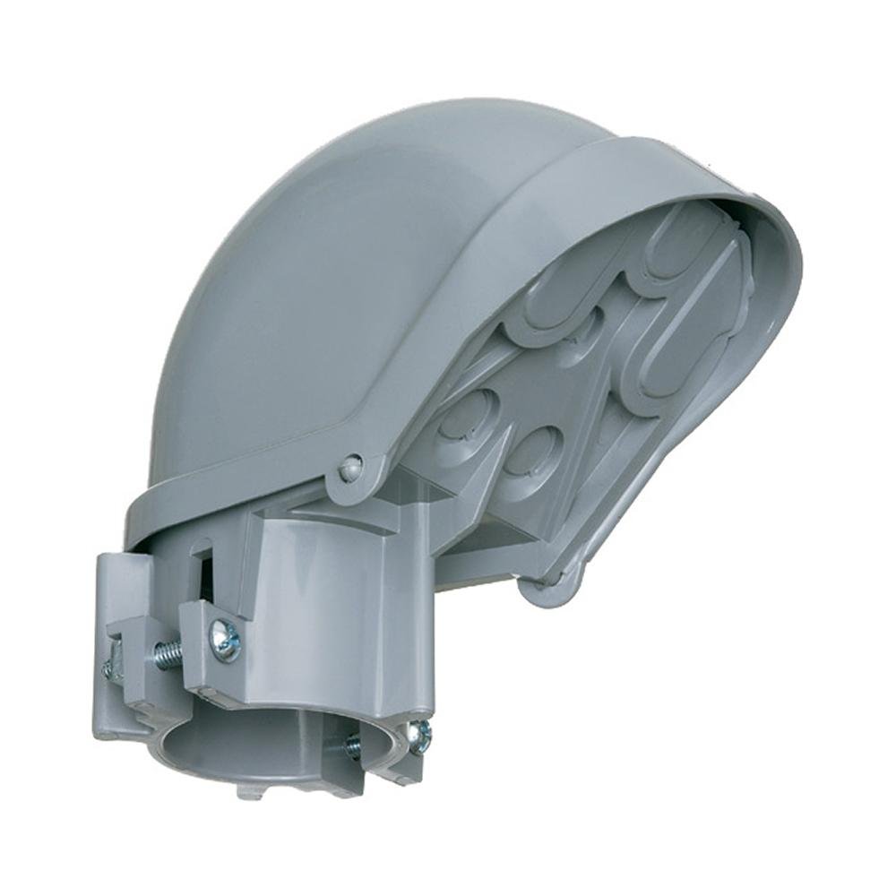 PVC105 - PVC Entrance cap for rigid, IMC, EMT, Rigid PVC. Trade Size 2". Mast Size 2". Wire Holes two at .750 and one at .562.