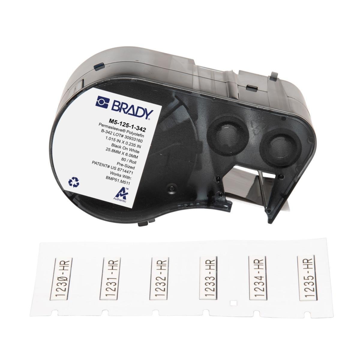 Picture of M5-125-1-342 - Brady M-125-1-342 Polyolefin B-342 Black on White Label Maker Cartridge