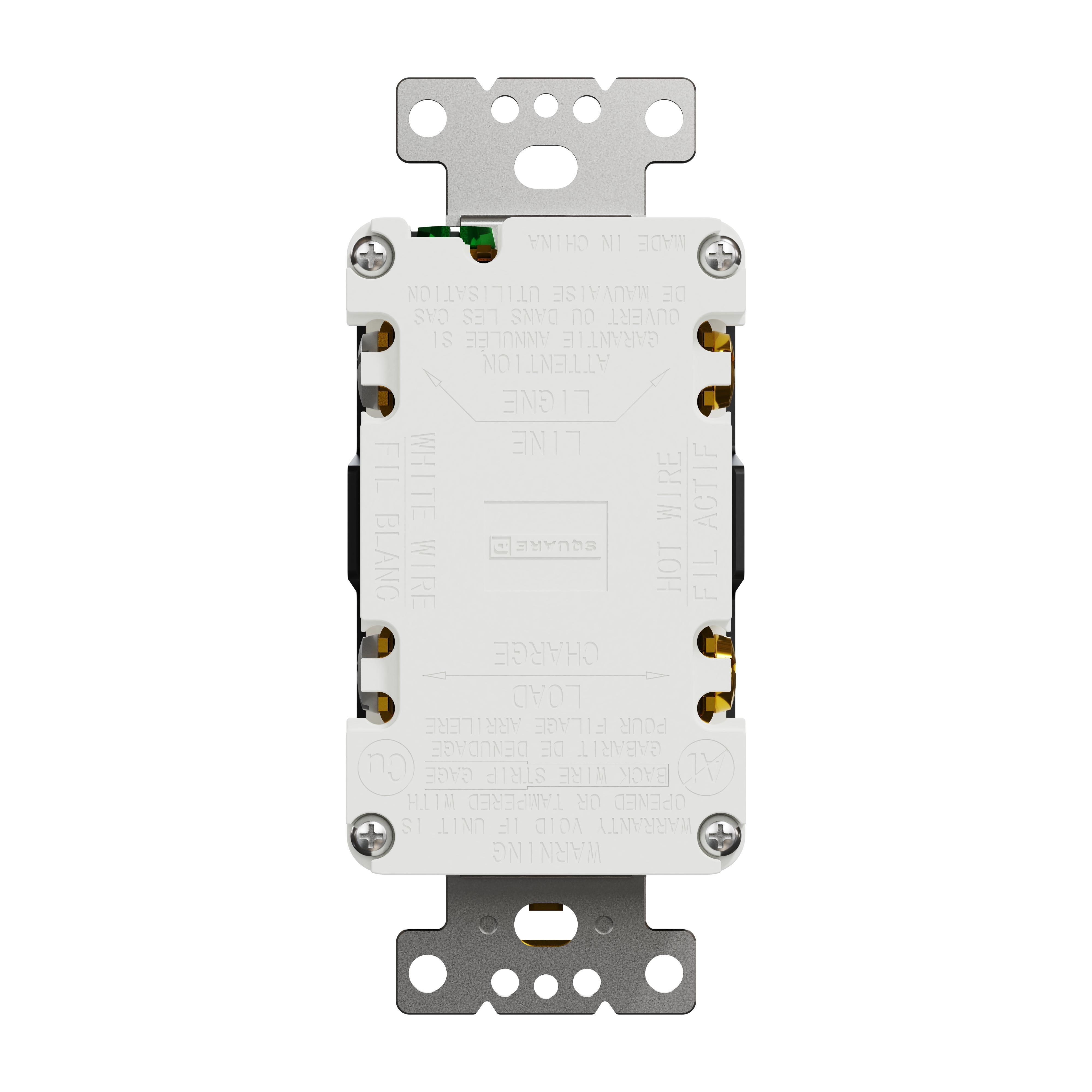Picture of SQR51201BK - Socket-outlet, X Series, 20A, decorator, GFCI, tamper resistant, commercial, black, matte finish