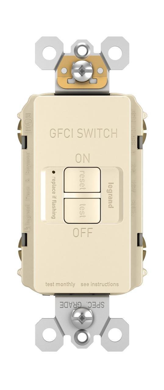 Picture of 2087-LA - radiant® Dead Front 20A Duplex Self-Test GFCI Receptacles with SafeLock® Protection, Light Almond