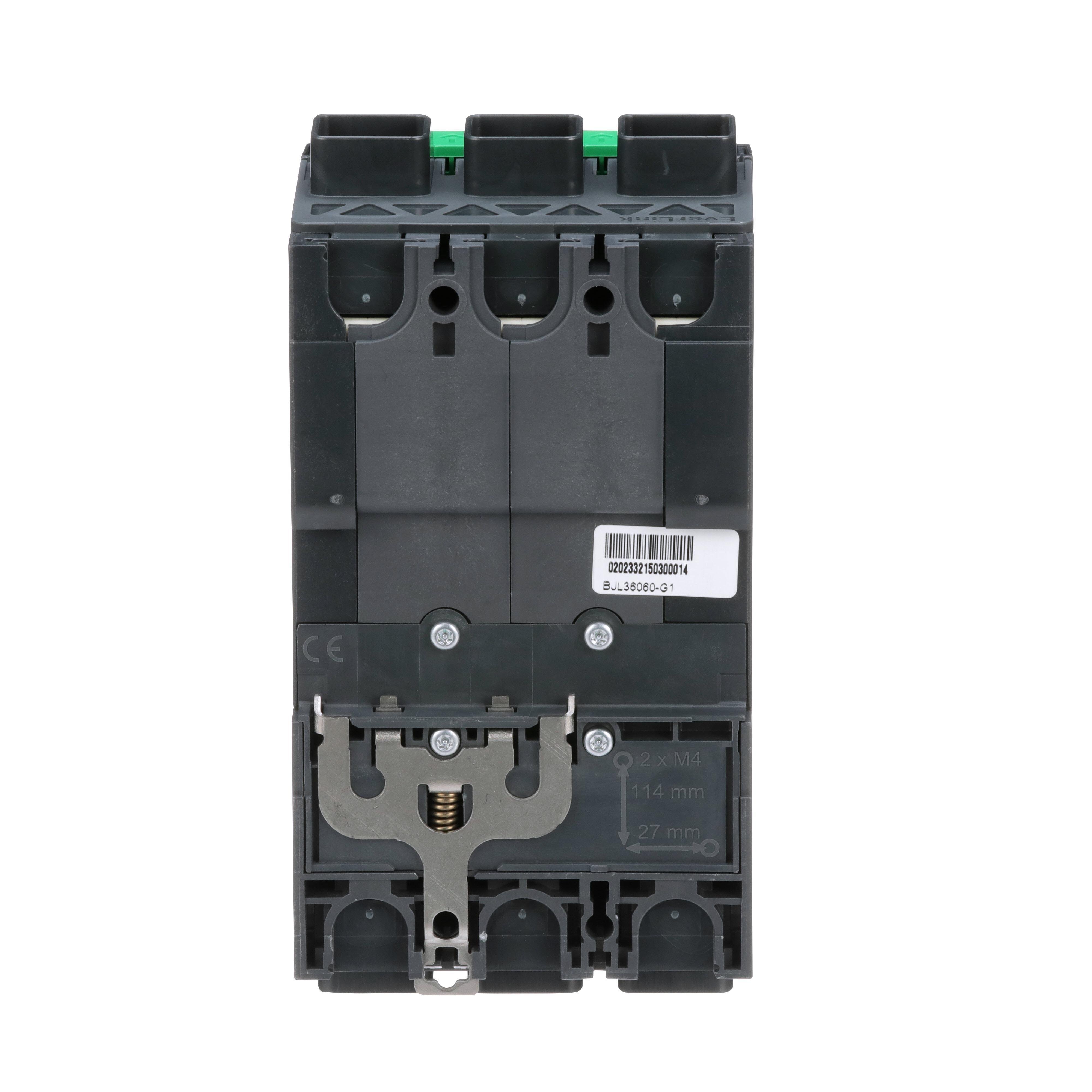 Picture of BJL36060 - Circuit breaker, PowerPacT B, 60A, 3 pole, 600Y/347VAC, 25kA, lugs, thermal magnetic, 80%