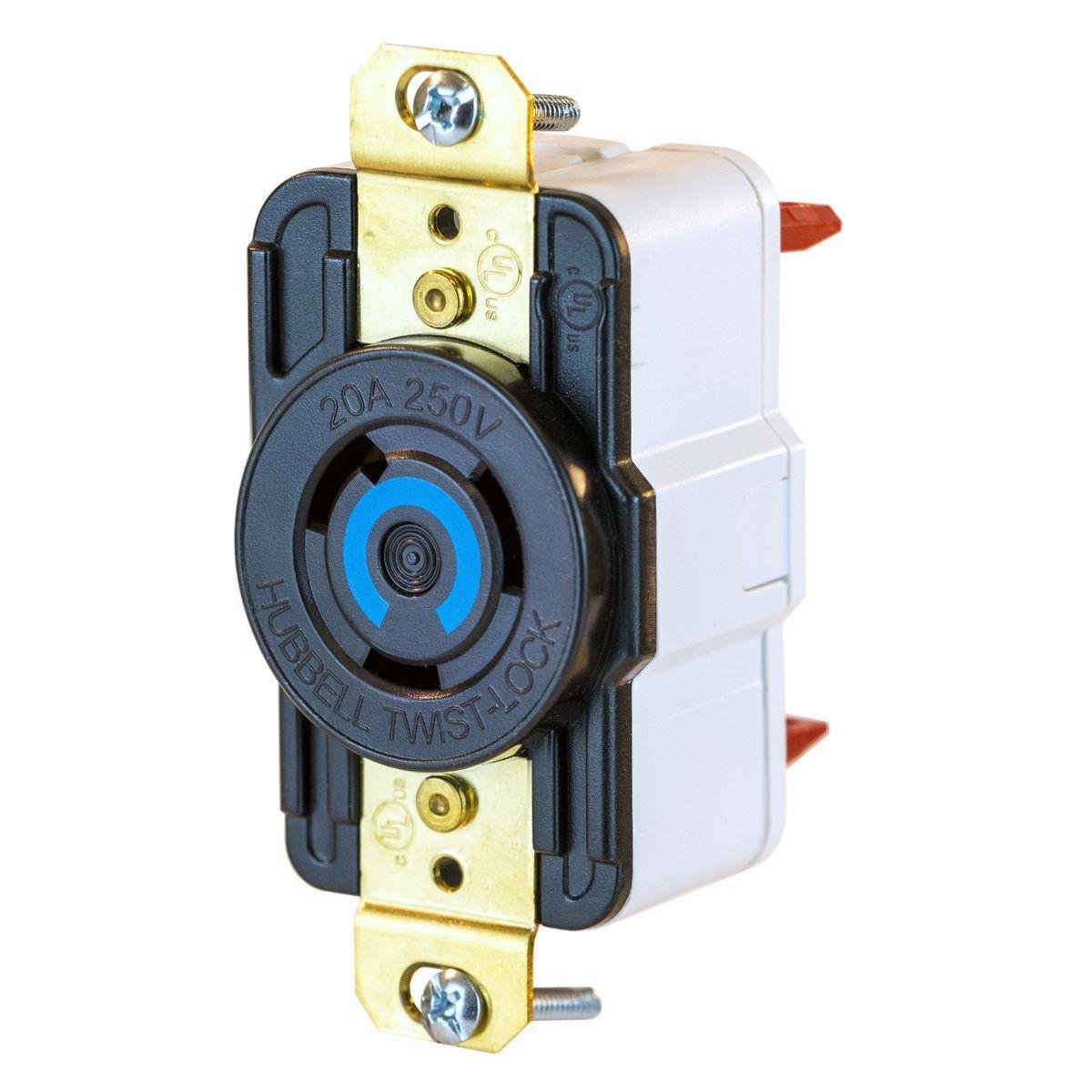 Picture of HBL2320ST - EdgeConnect™ Twist-Lock® Receptacle, 20A 250V, L6-20R, BK, with Spring Termination