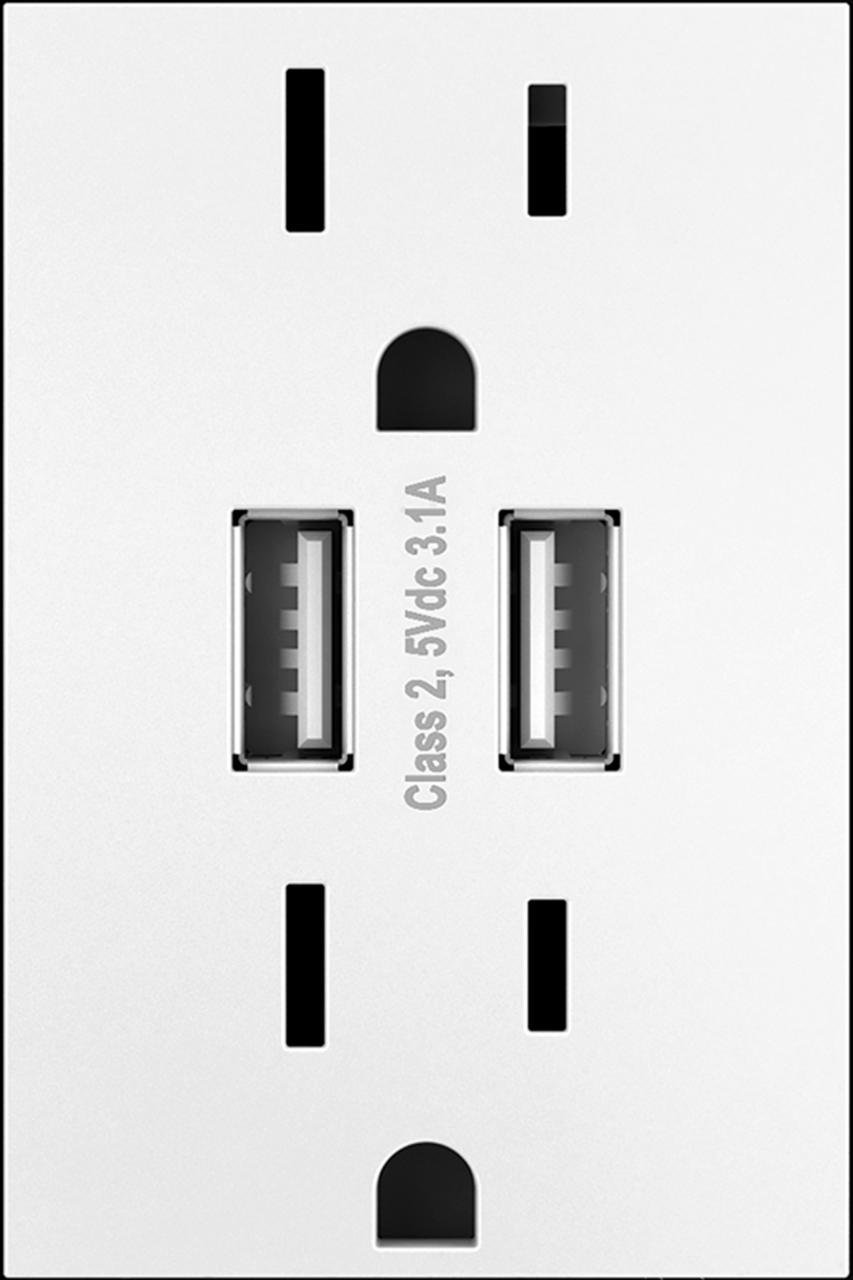 ARTRUSB153W4WP - adorne® Dual-USB Outlet , White