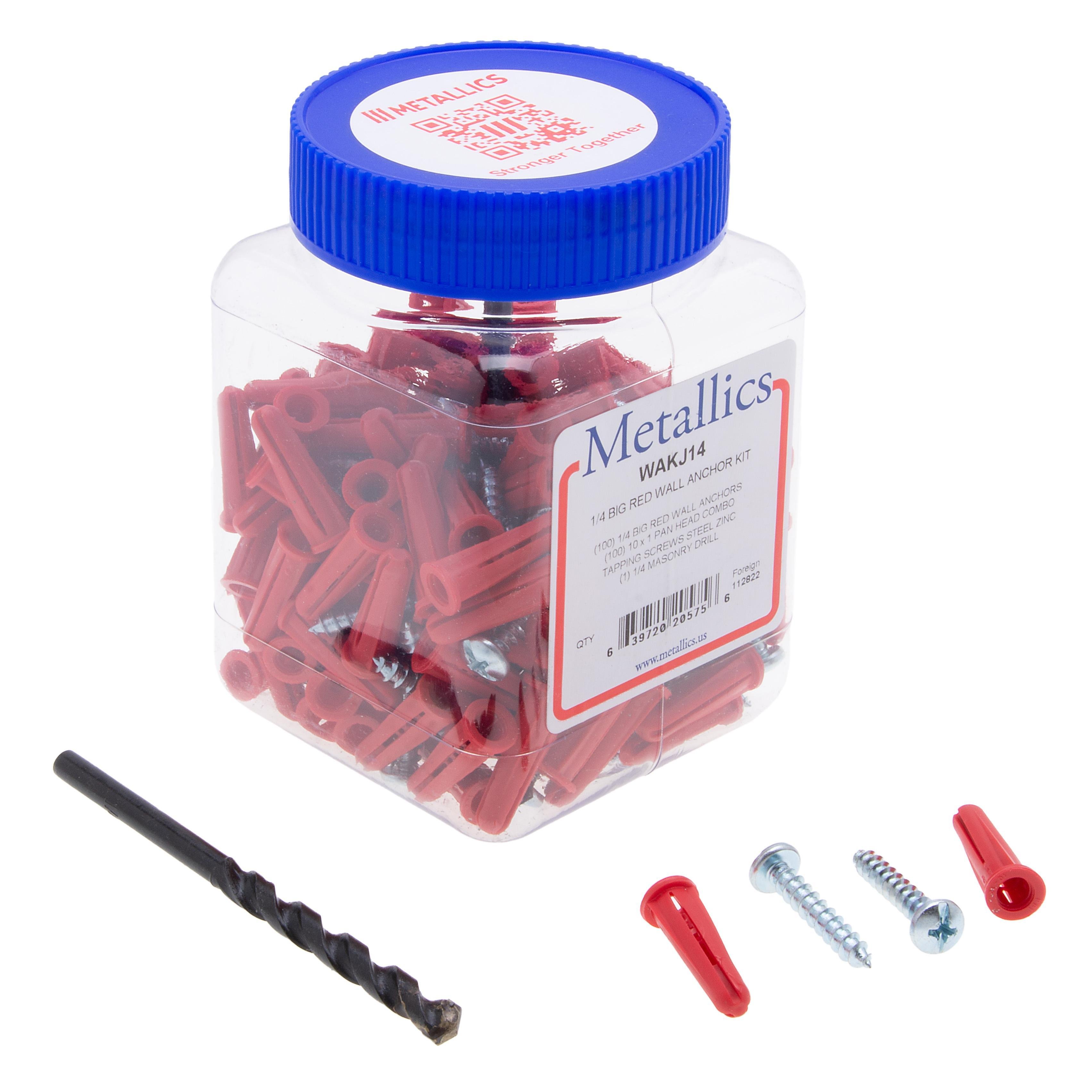 Picture of WAKJ14 - Anchors 1/4 Red Plas Wall Ancr Kit, 10 (Jar 200)