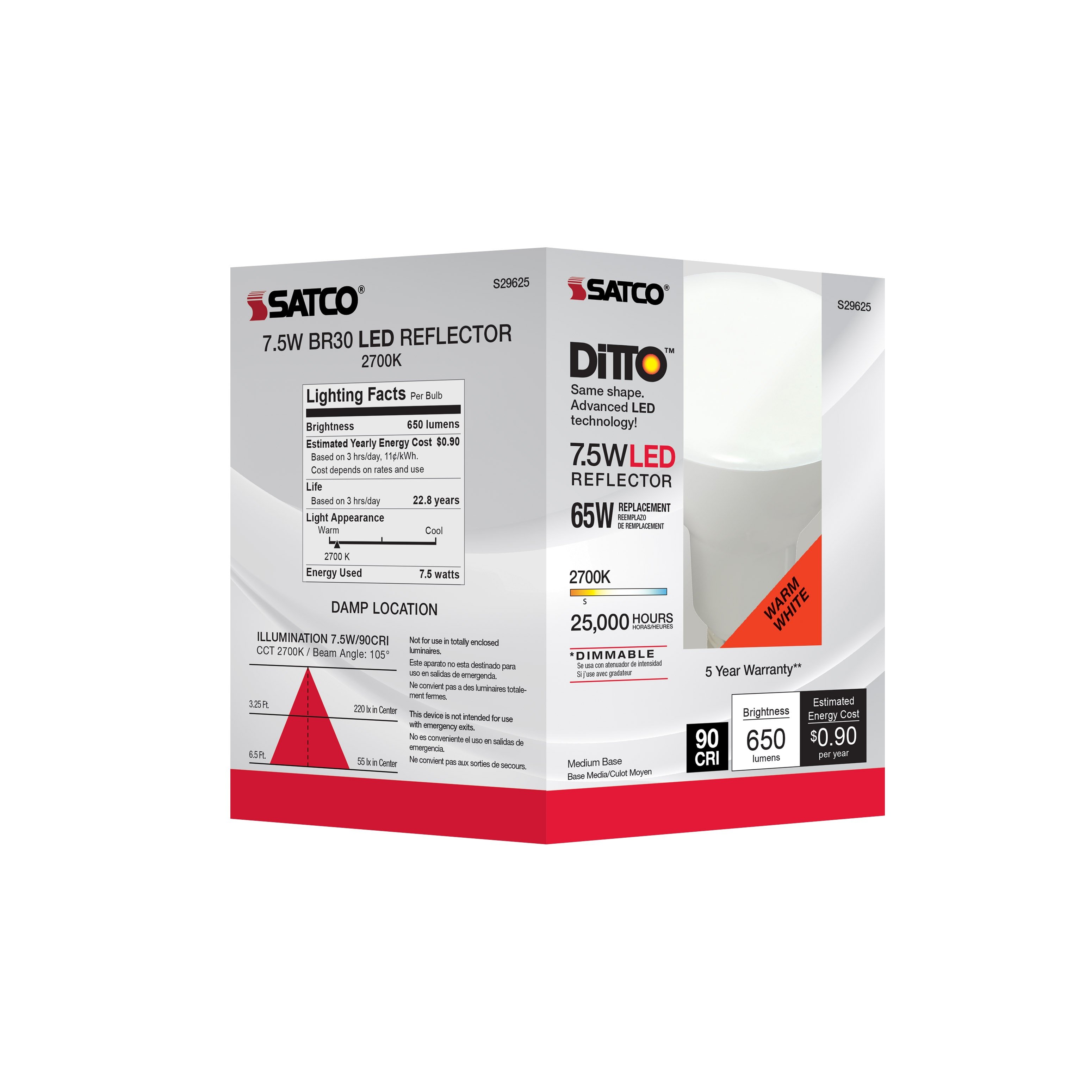 Picture of S29625 - 7.5 Watt - BR30 LED - 2700K - Medium base - 120 Volt