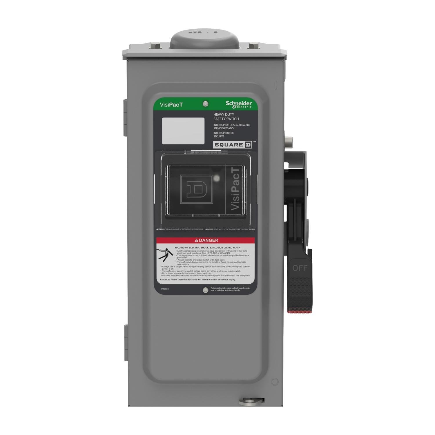 VH361RB - Safety switch, VisiPacT, heavy duty, fused, viewing window, NEMA 3R, 600V, 30A, 3 pole