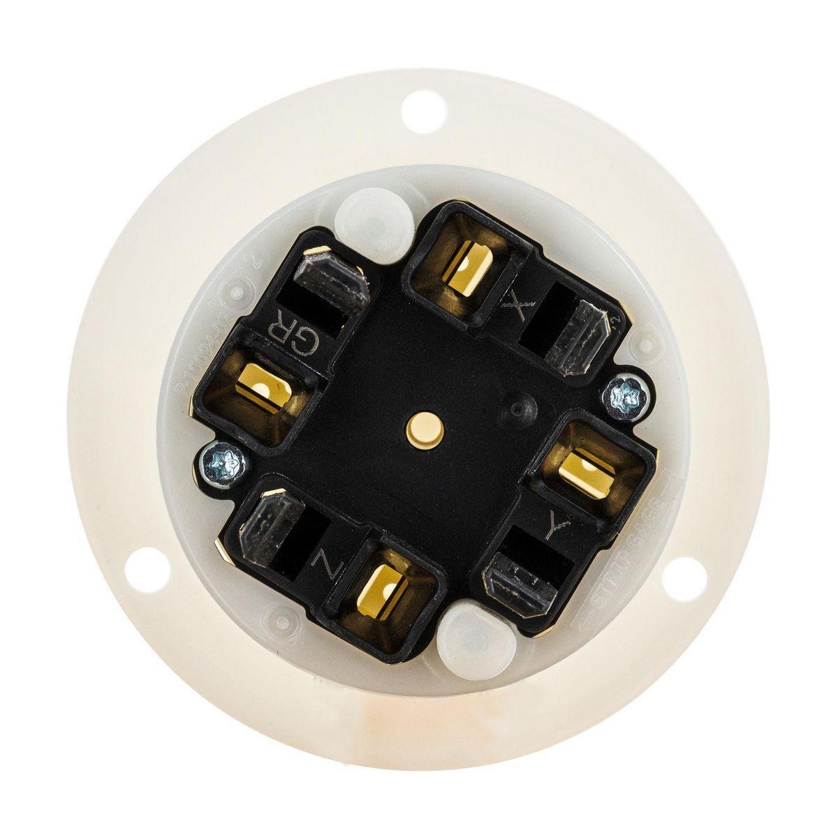Picture of HBL2725ST - Locking Devices, EdgeConnect™ Twist-Lock®, Industrial, Insulgrip® Flanged Inlet, 30A 3-Phase Delta 250V AC, 3-Pole 4-Wire Grounding, L15-30P, Spring Terminal, White.