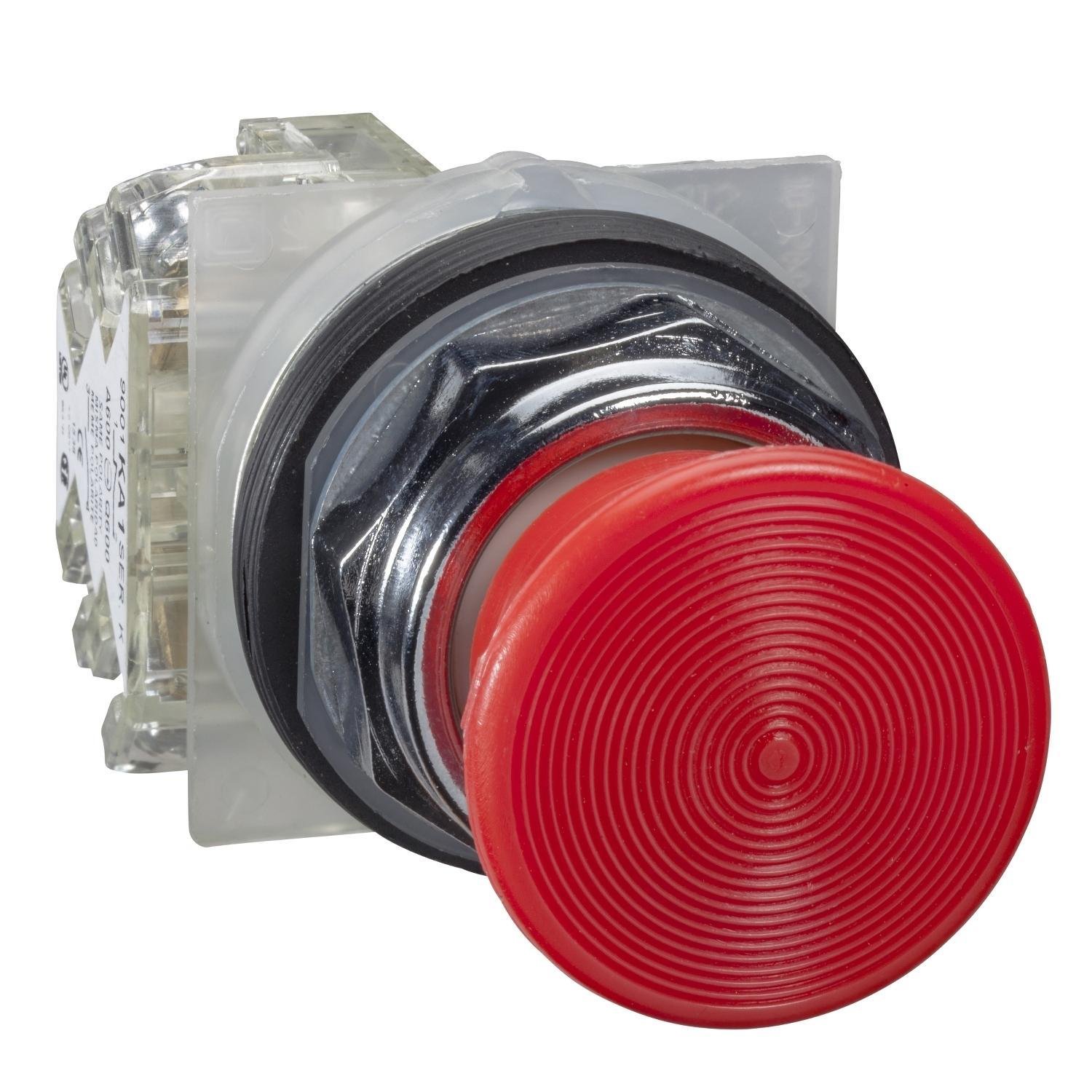 9001KR9R94H13 - Push button, Harmony 9001K, metal, mushroom for KR9 41mm, red, 30mm, 2 positions, push-pull, 1 C/O