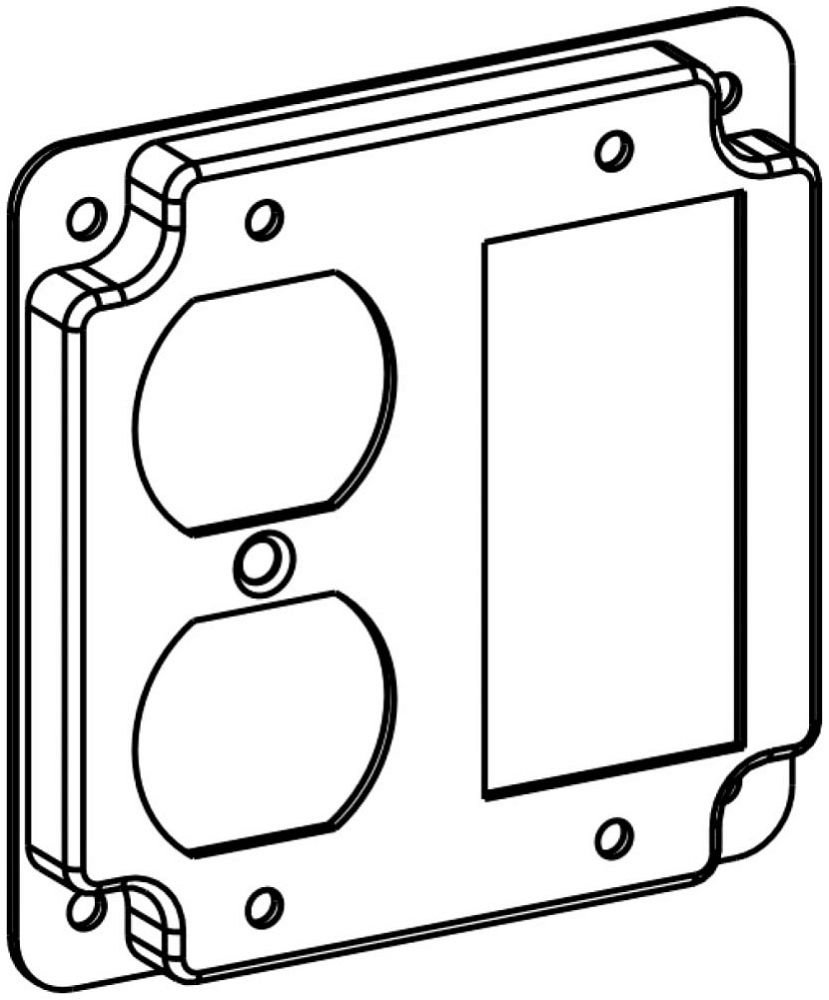 4424C - RAISED 1/2", 4" SQUARE (4S) GFCI / DUPLEX RECEPTACLE INDUSTRIAL COVER WITH CRUSHED CORNERS