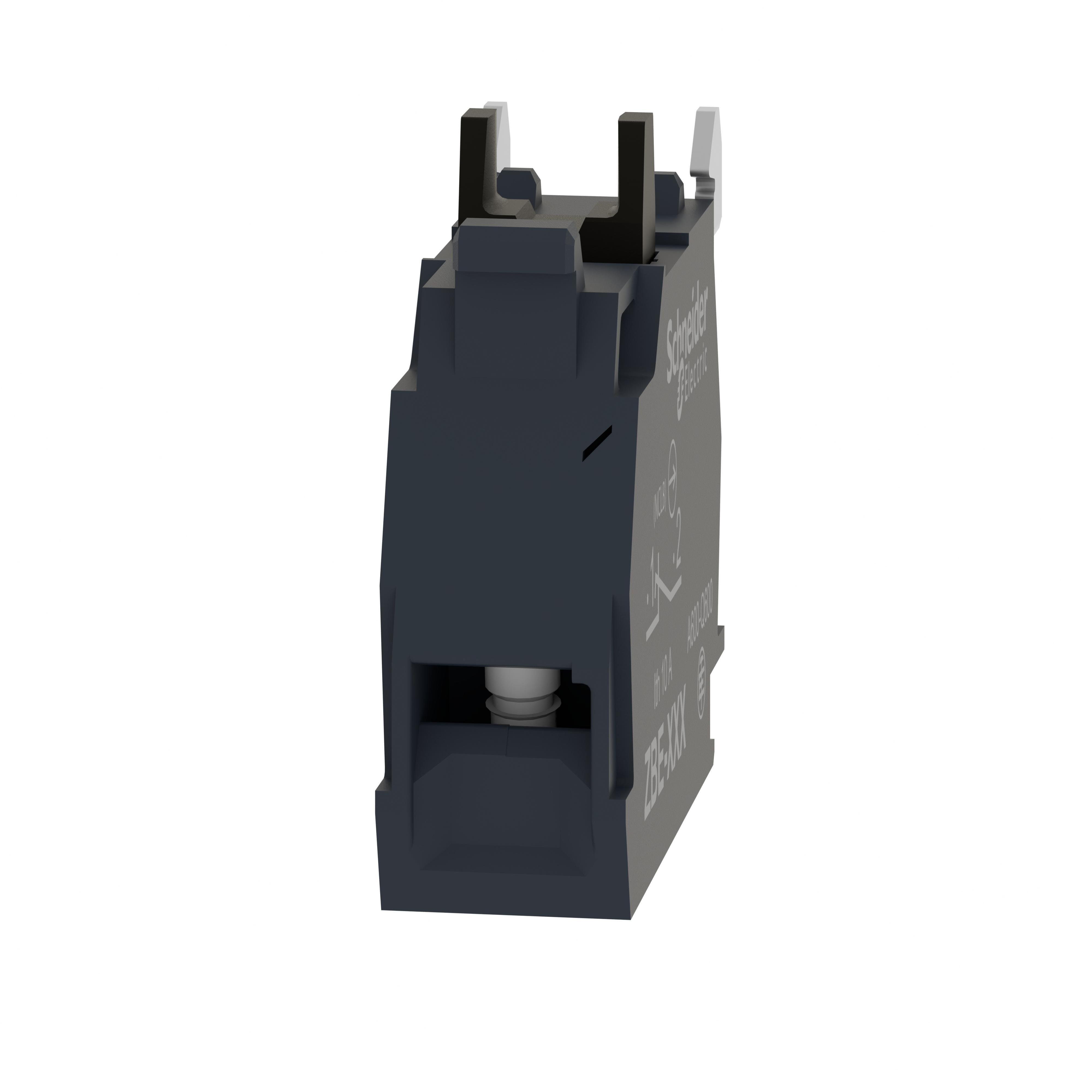 ZBE1026 - Single contact block, Harmony XB4, silver alloy, gold flashed, screw clamp terminal, 1NC