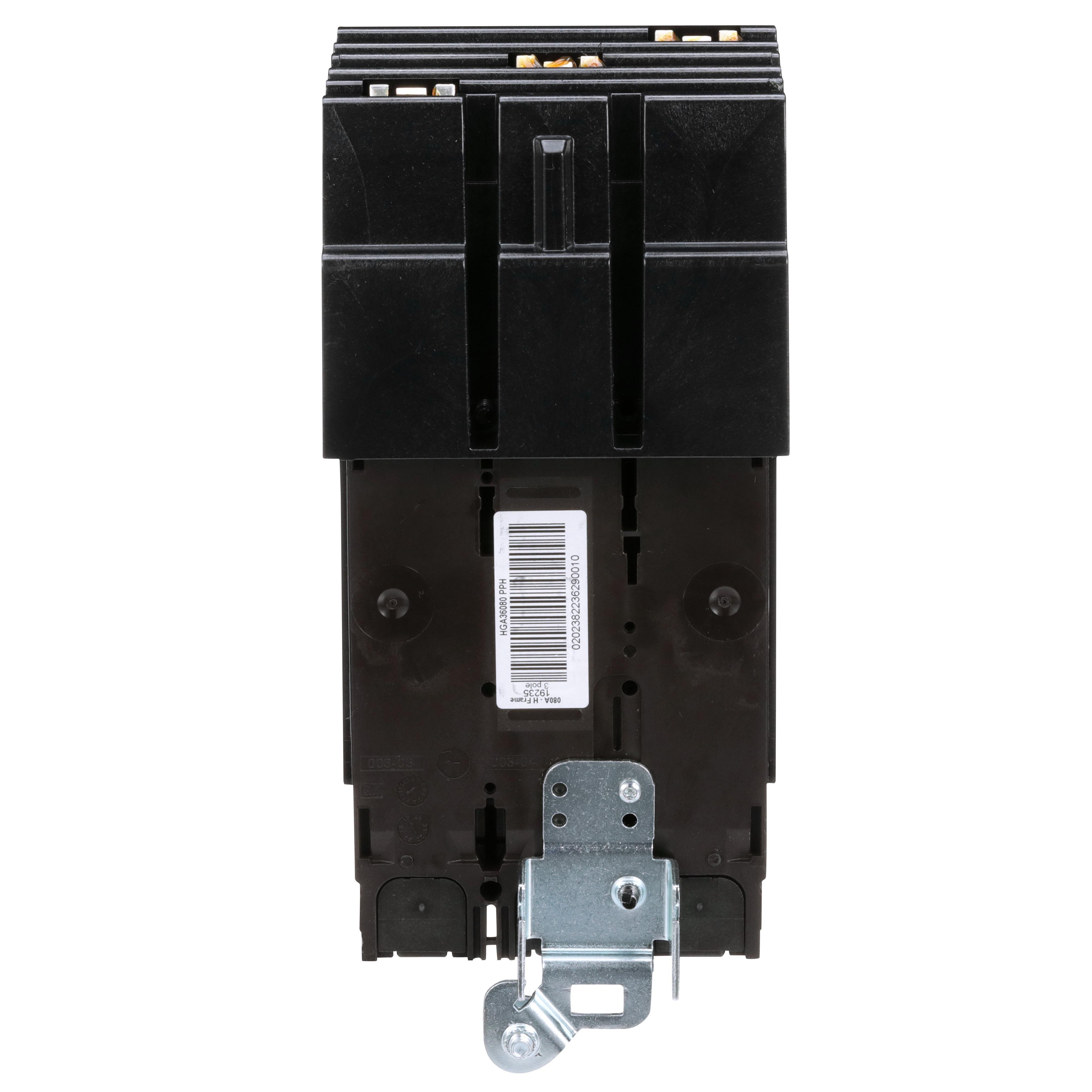 Picture of HGA36080 - Circuit breaker, PowerPacT H, 80A, 3 pole, 600VAC, 18kA, I-Line, thermal magnetic, 80%, ABC