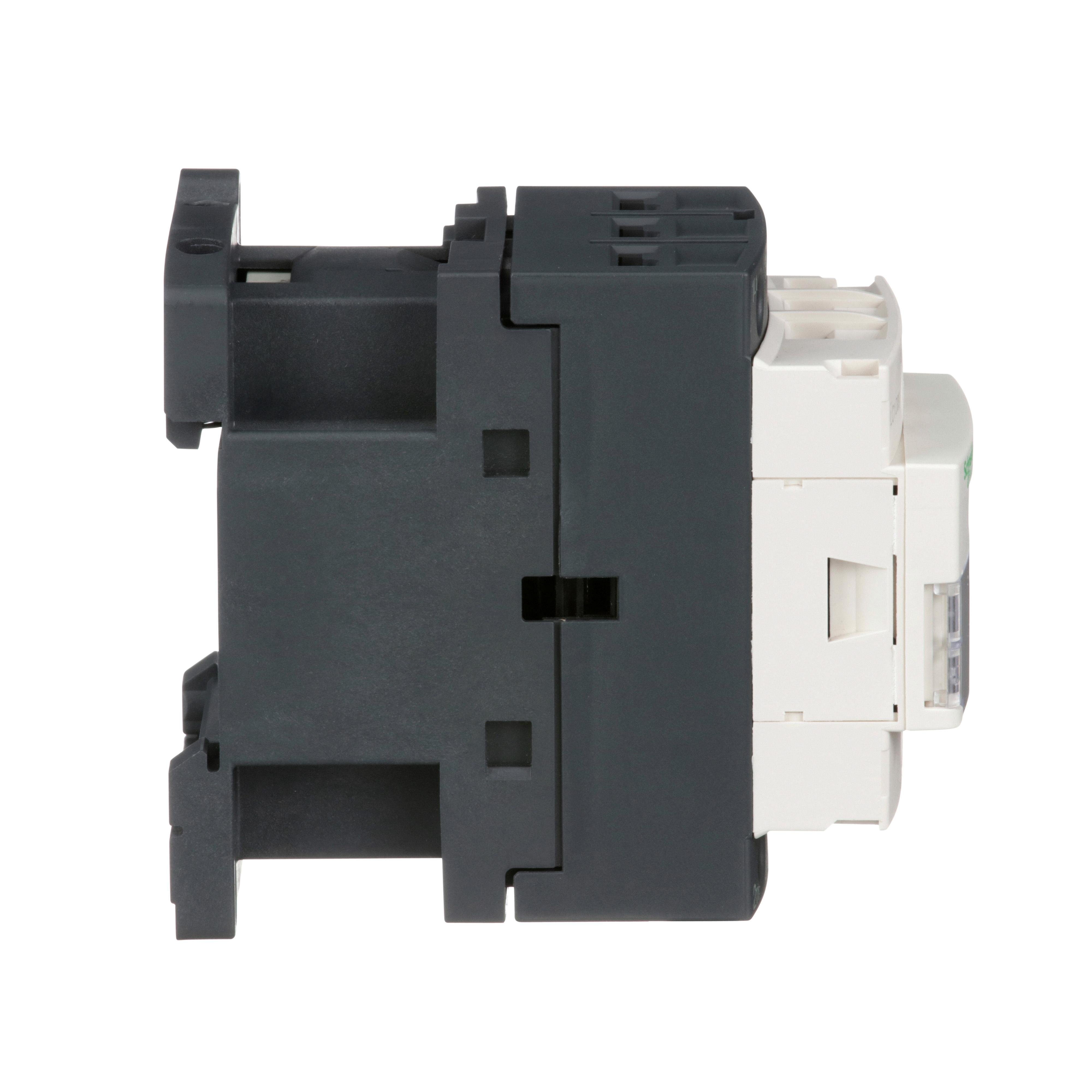 Picture of LC1D09F7 - IEC contactor, TeSys Deca, nonreversing, 9A, 5HP at 480VAC, up to 100kA SCCR, 3 phase, 3 NO, 110VAC 50/60Hz coil, open style