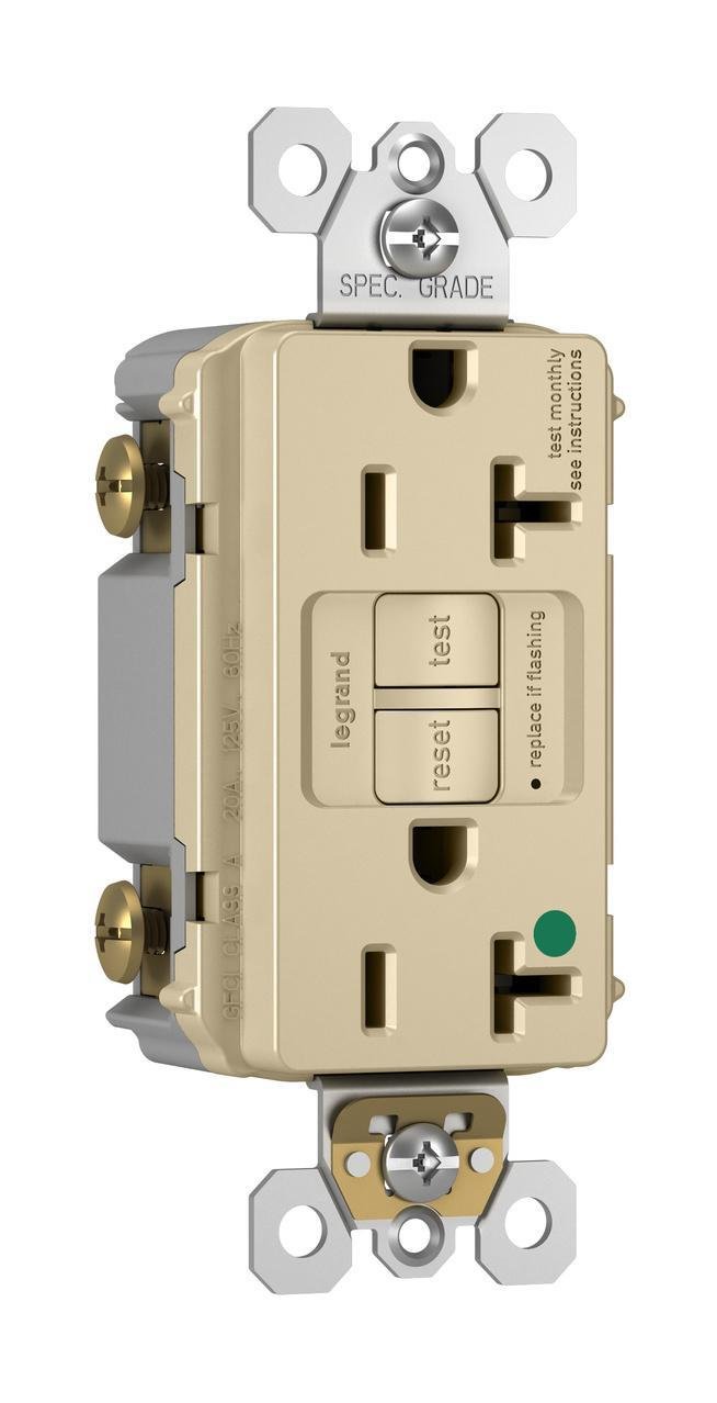 Picture of 2097-HGI - Hospital Grade 20A Duplex Self-Test GFCI Receptacles with SafeLock® Protection, Ivory