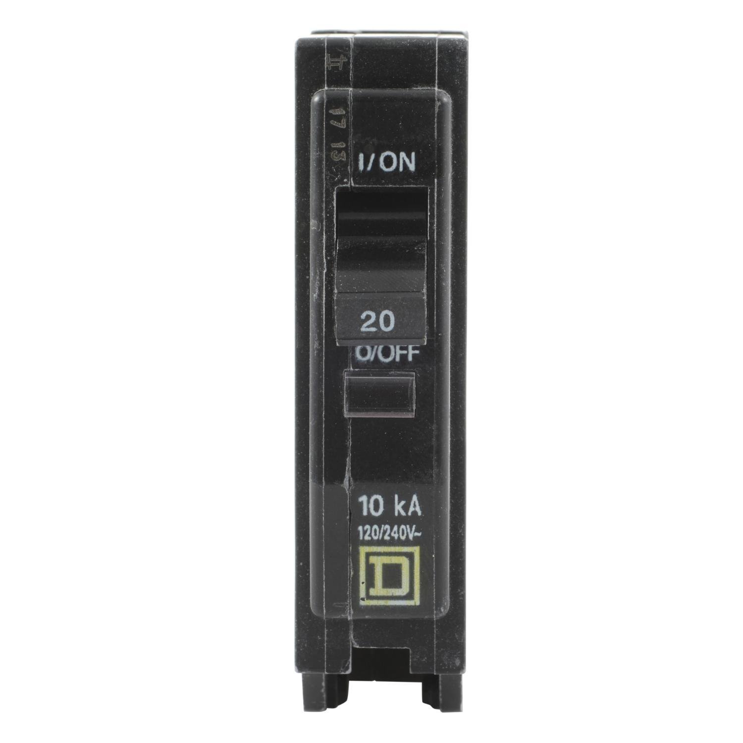 QO120 - Mini circuit breaker, QO, 20A, 1 pole, 120/240VAC, 10kA, plug in