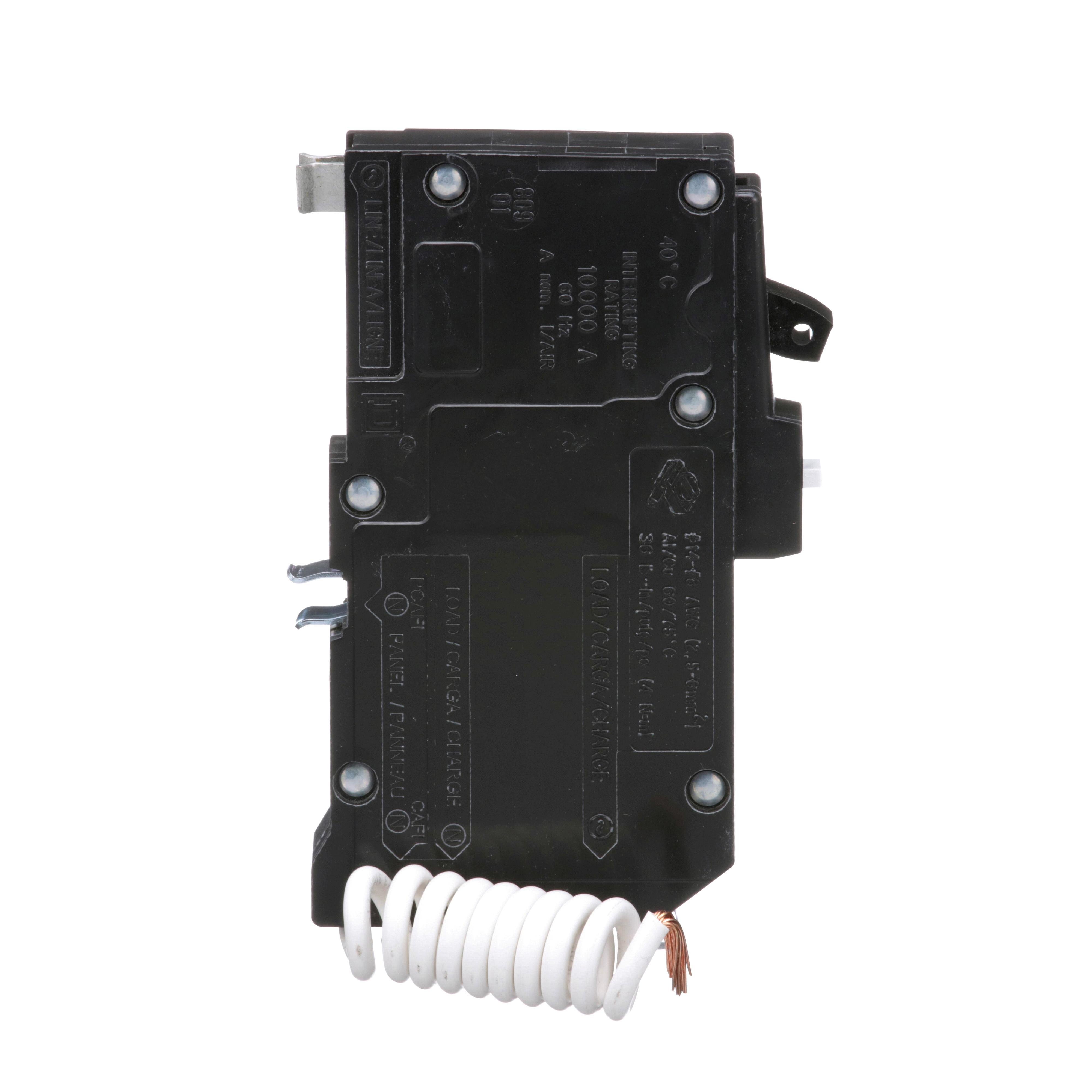 Picture of QO120CAFI - [TAA] Mini circuit breaker, QO, 20A, 1 pole, 120VAC, 10kA, plug in, combo ARC fault, pigtail