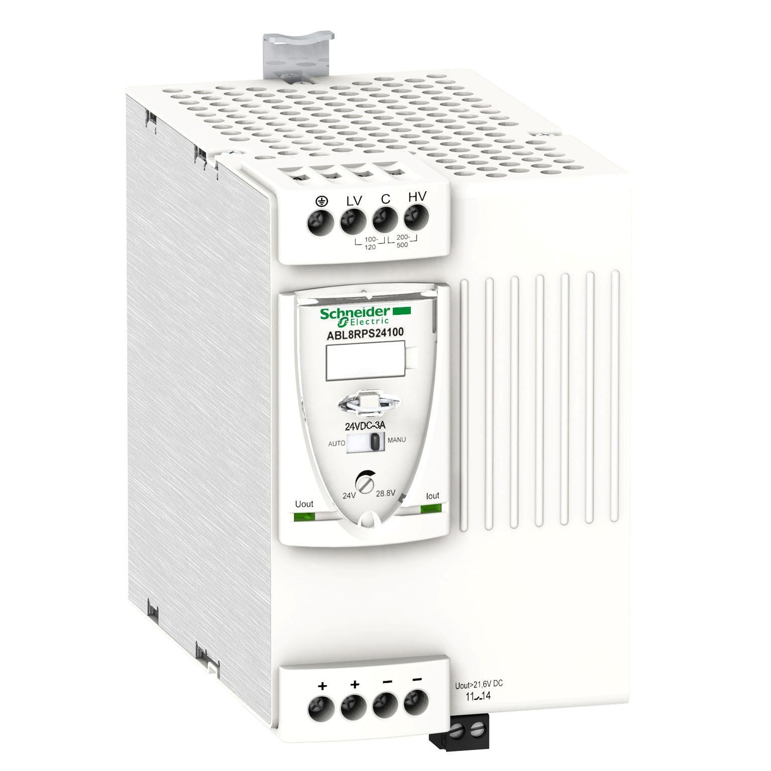 Picture of ABL8RPS24100 - universal power supply, Phaseo, 1 or 2 phase, 100 to 500 V, 24 V, 10 A