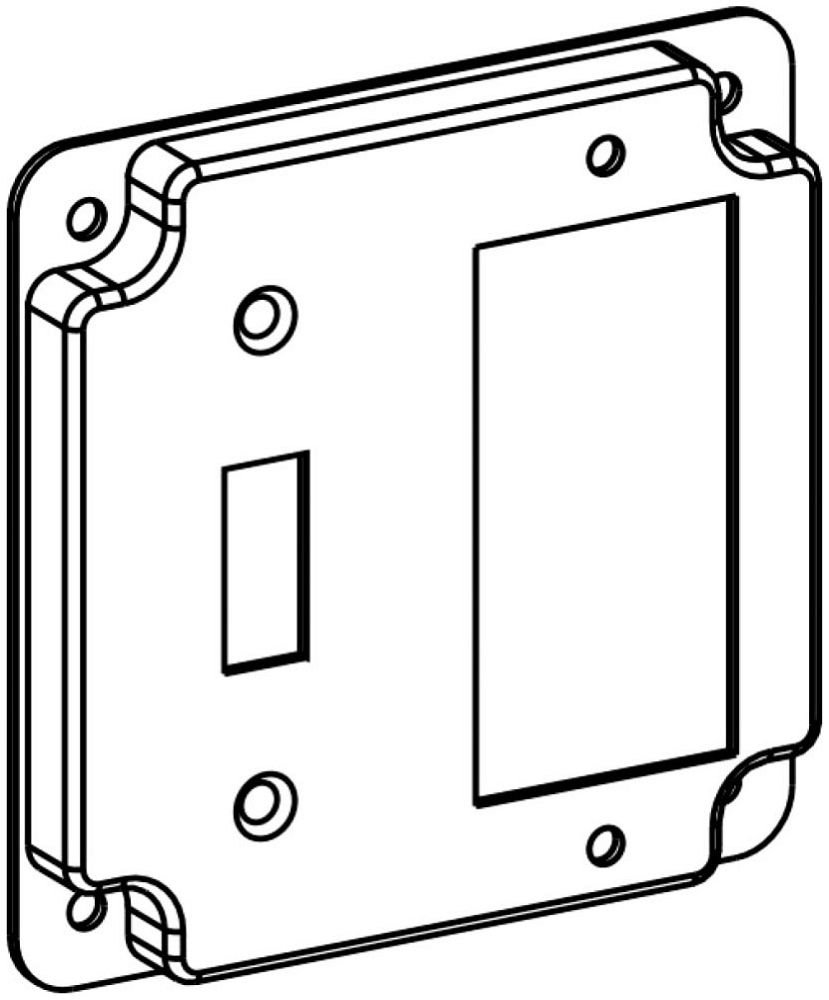 4414C - RAISED 1/2", 4" SQUARE (4S) TOGGLE SWITCH / GFCI INDUSTRIAL COVER WITH CRUSHED CORNER