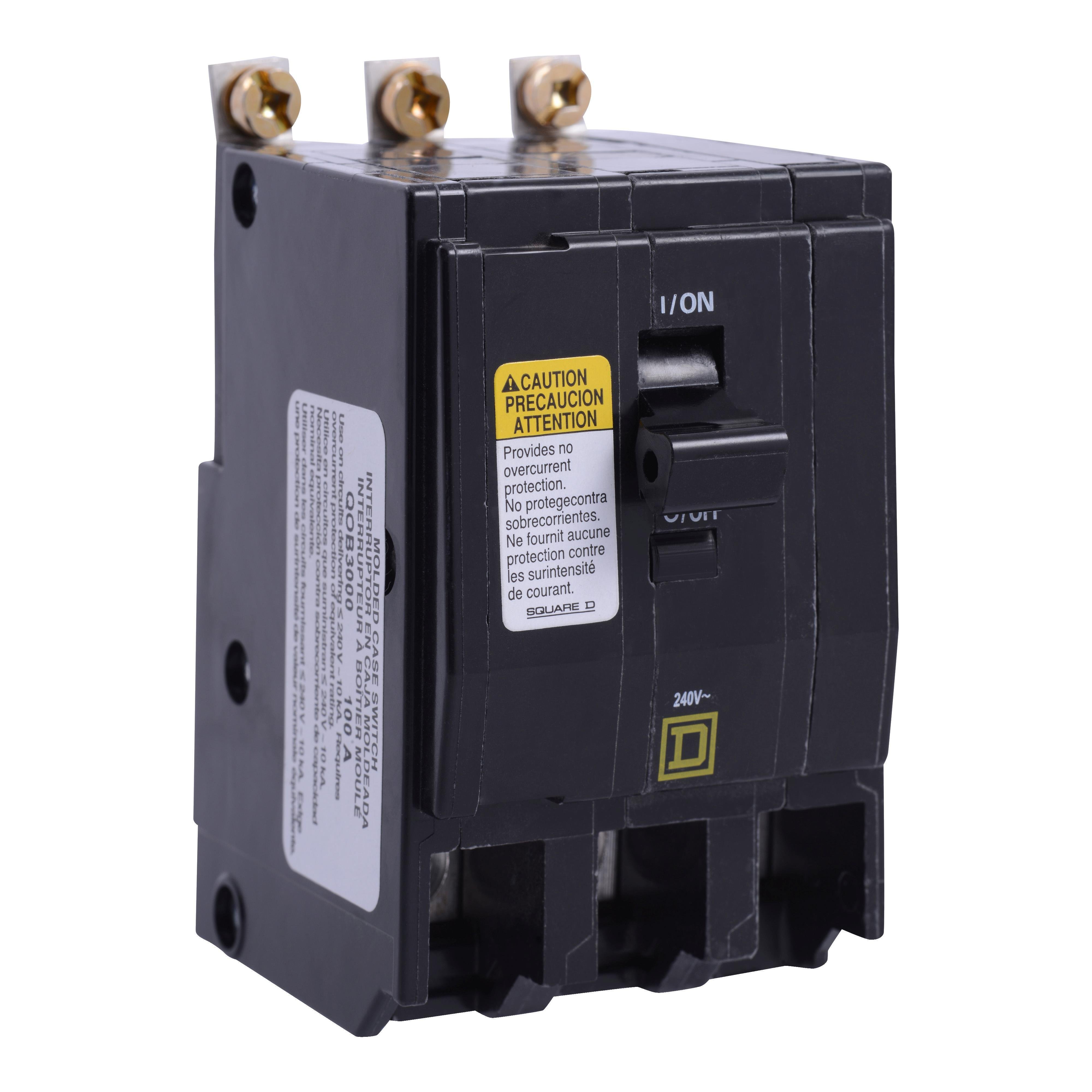 QOB300 - Mini switch, QO, 60A, 3 pole, 240VAC, 10kA, bolt on