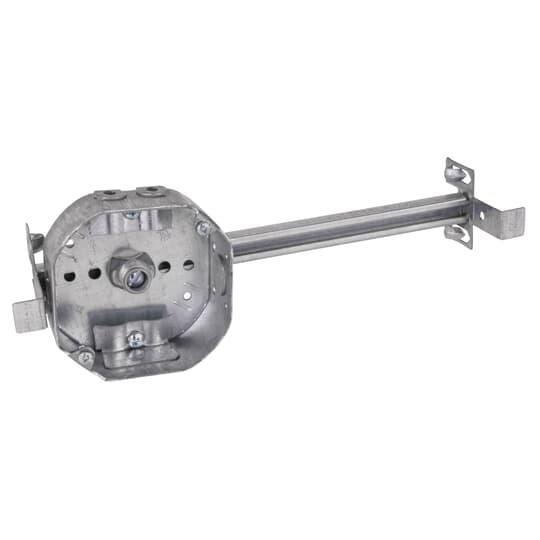 54151 NF - 4" Octagonal Non Metallic Cable Box & Adjustable Bar Hanger 14-1/2 Inch to 26-1/2 Inch with 3/8 Inch Stud