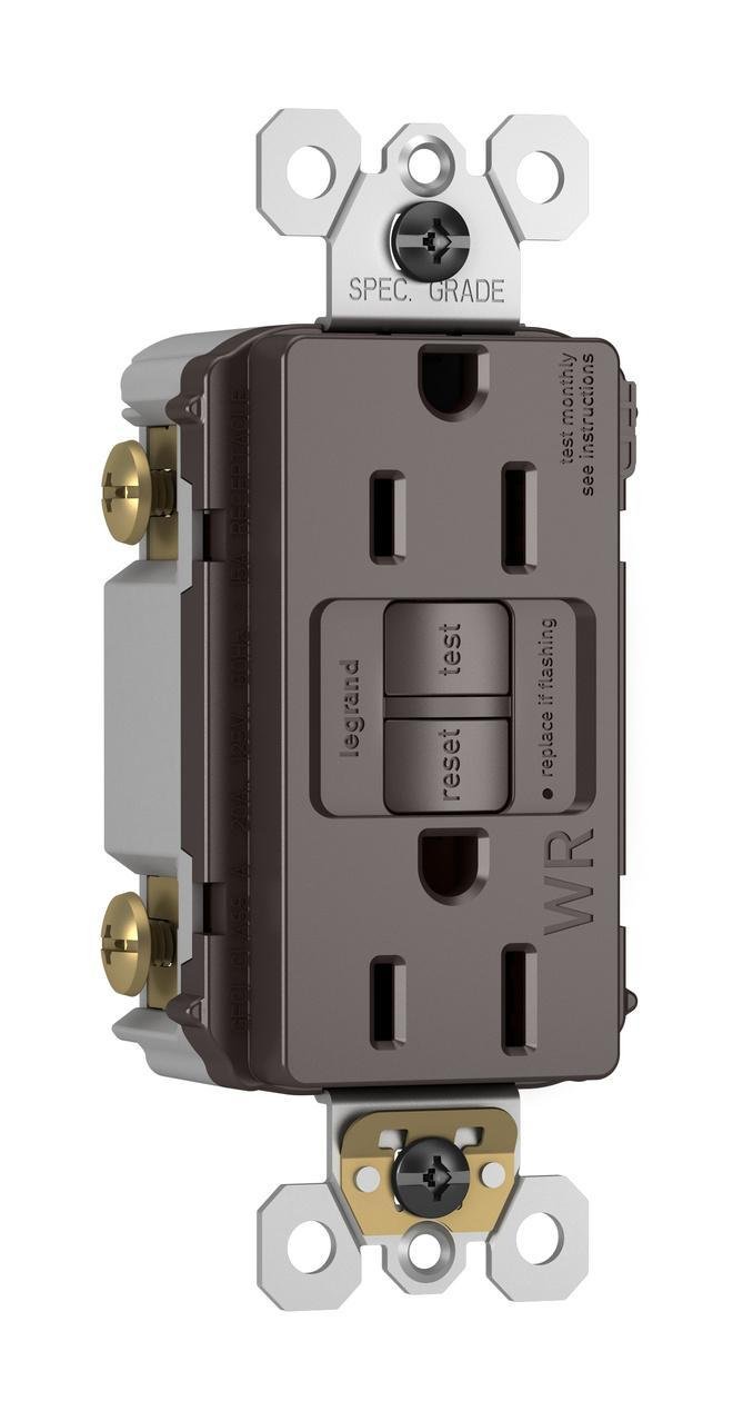 Picture of 1597-TRWR - radiant® Tamper-Resistant Weather-Resistant 15A Duplex Self-Test GFCI Receptacles with SafeLock® Protection, Brown