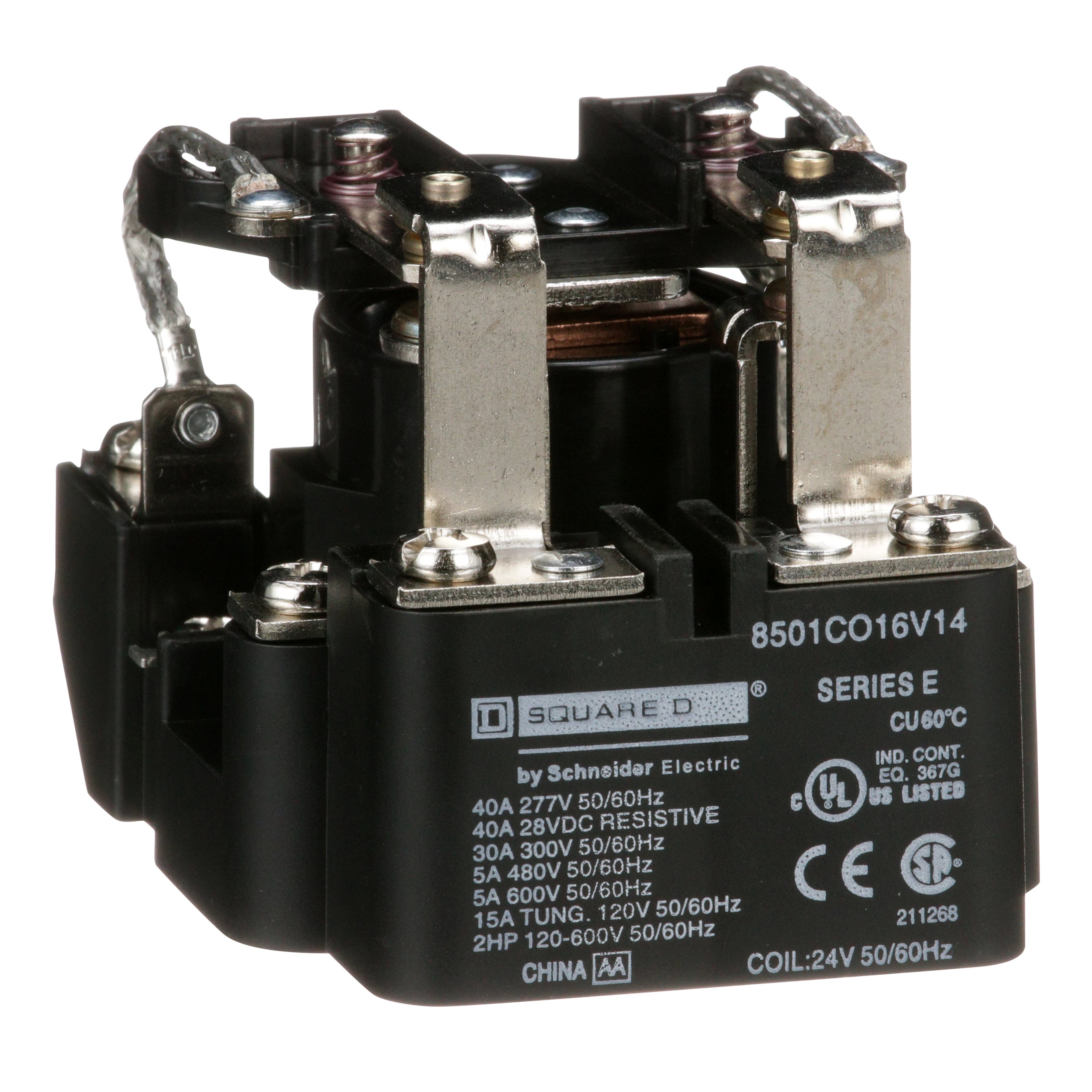 8501CO16V14 - Power Relay, Type C, 2 hp, 30A resistive at 300VAC, DPDT, 2 normally open and 2 normally closed contact, 24VAC coil