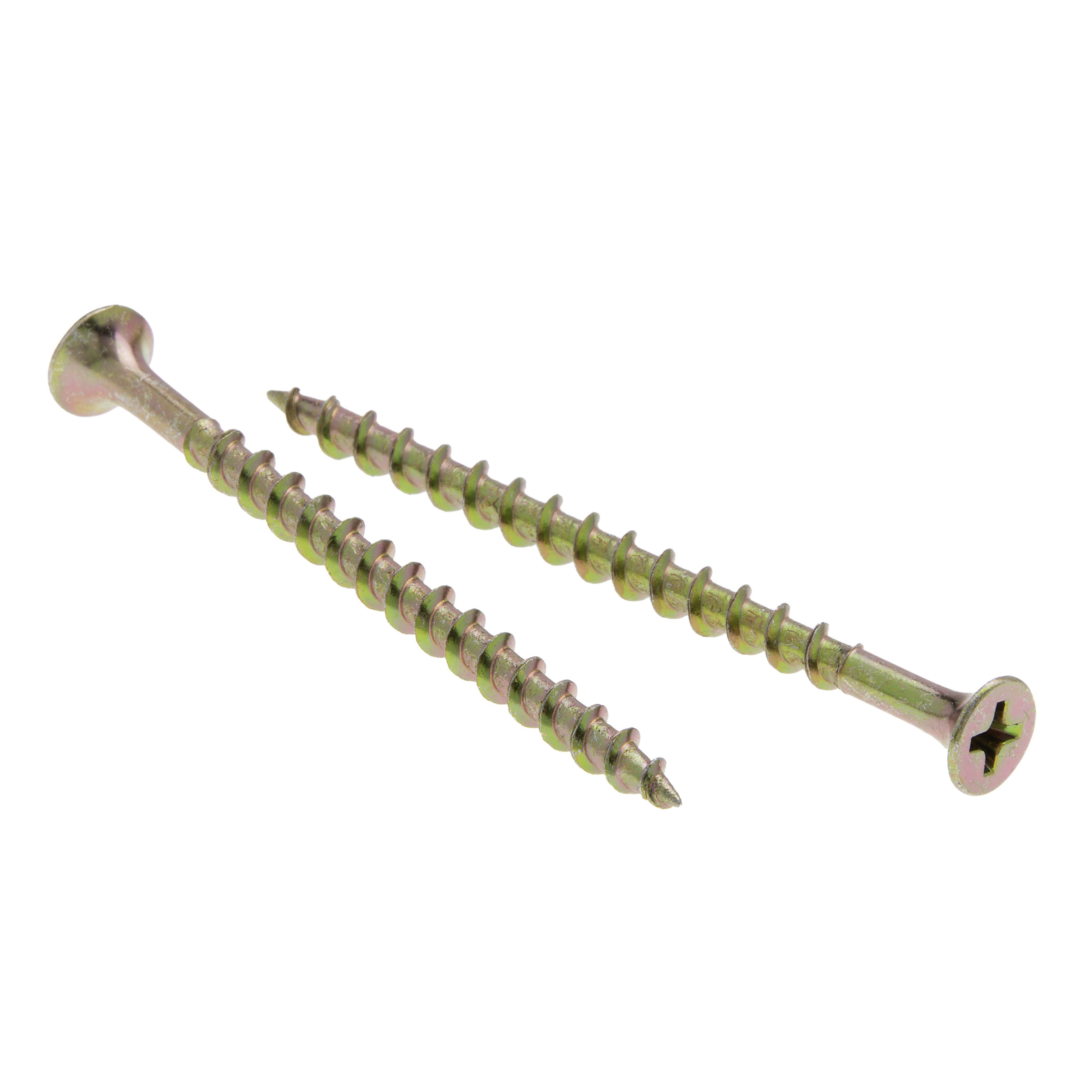 Picture of 6 x 1-1/4 in. Flat Head Phillips Deck Screws - Steel Yellow Zinc - Coarse Threads - 100qty