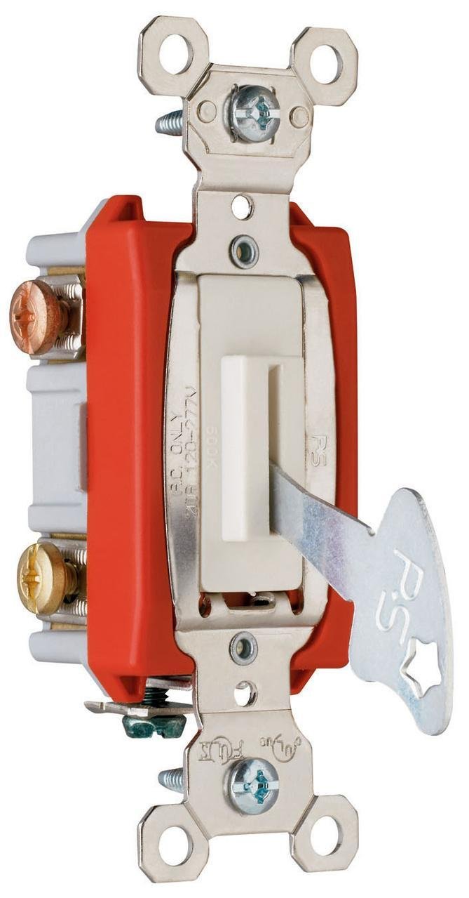 PS20AC3-WL - Industrial Extra Heavy Duty Specification Grade Lock Switch Back and Side Wire, White
