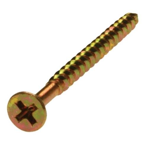 Picture of 6 x 1-1/4 in. Flat Head Phillips Deck Screws - Steel Yellow Zinc - Coarse Threads - 100qty